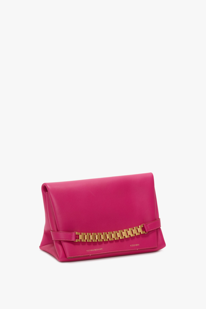 Chain Pouch Bag In Fuchsia Leather 2