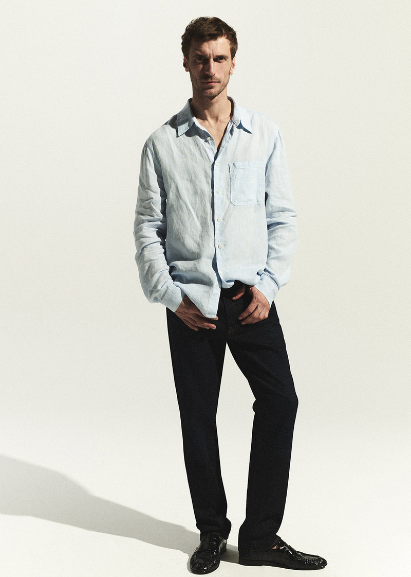 Single Pocket Linen Workshirt In Glint 1