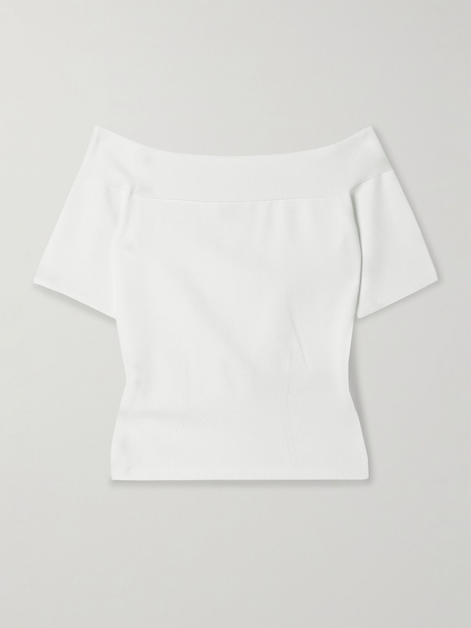 Off-the-shoulder stretch-knit top White - 1