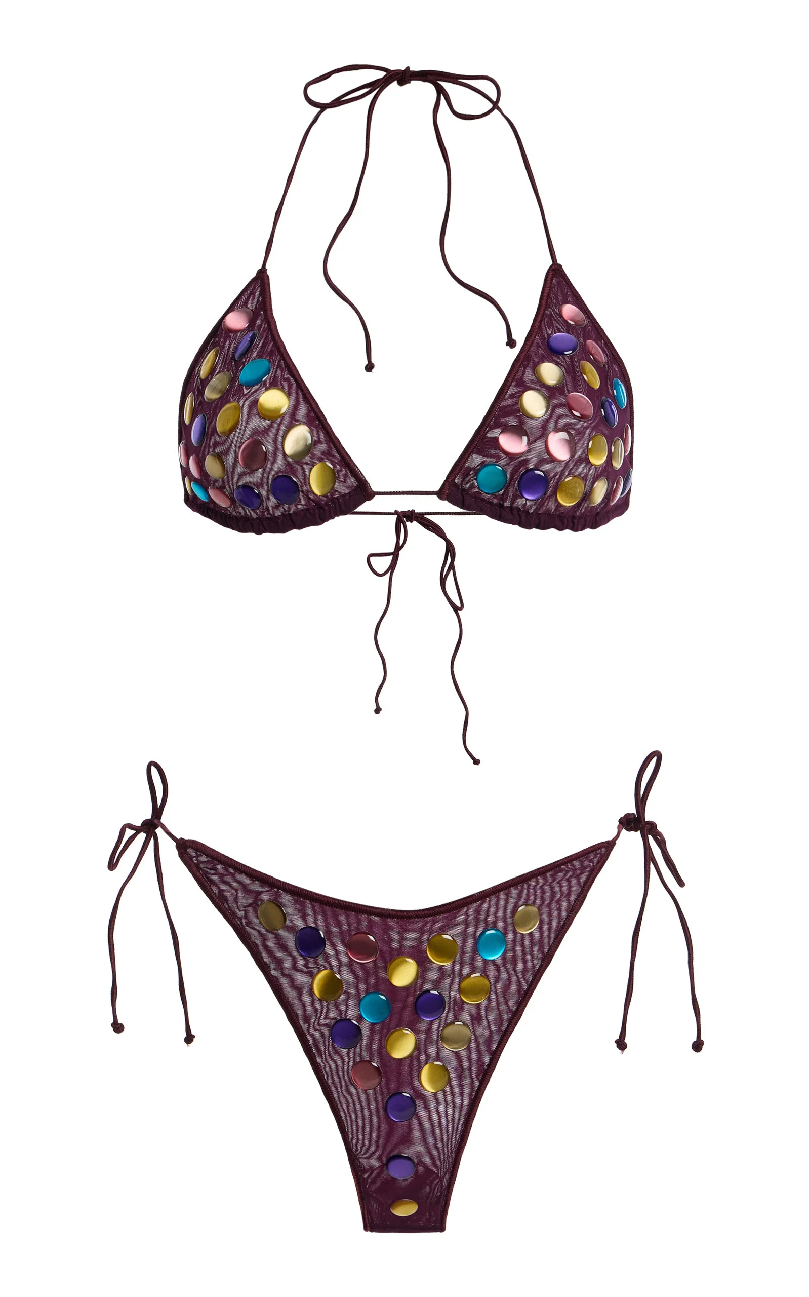Bubble Embellished Knit Bikini Set - 1