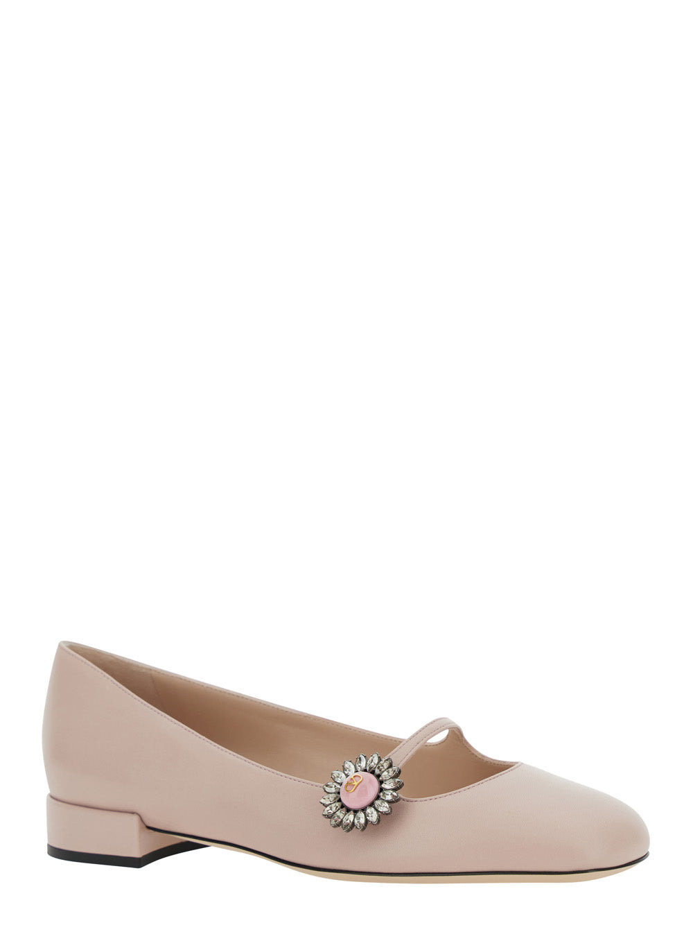 Valentino Garavani Women 'Preshoes' Pink Ballerinas With Decorative Plate And Low Laminated Heel In  - 2