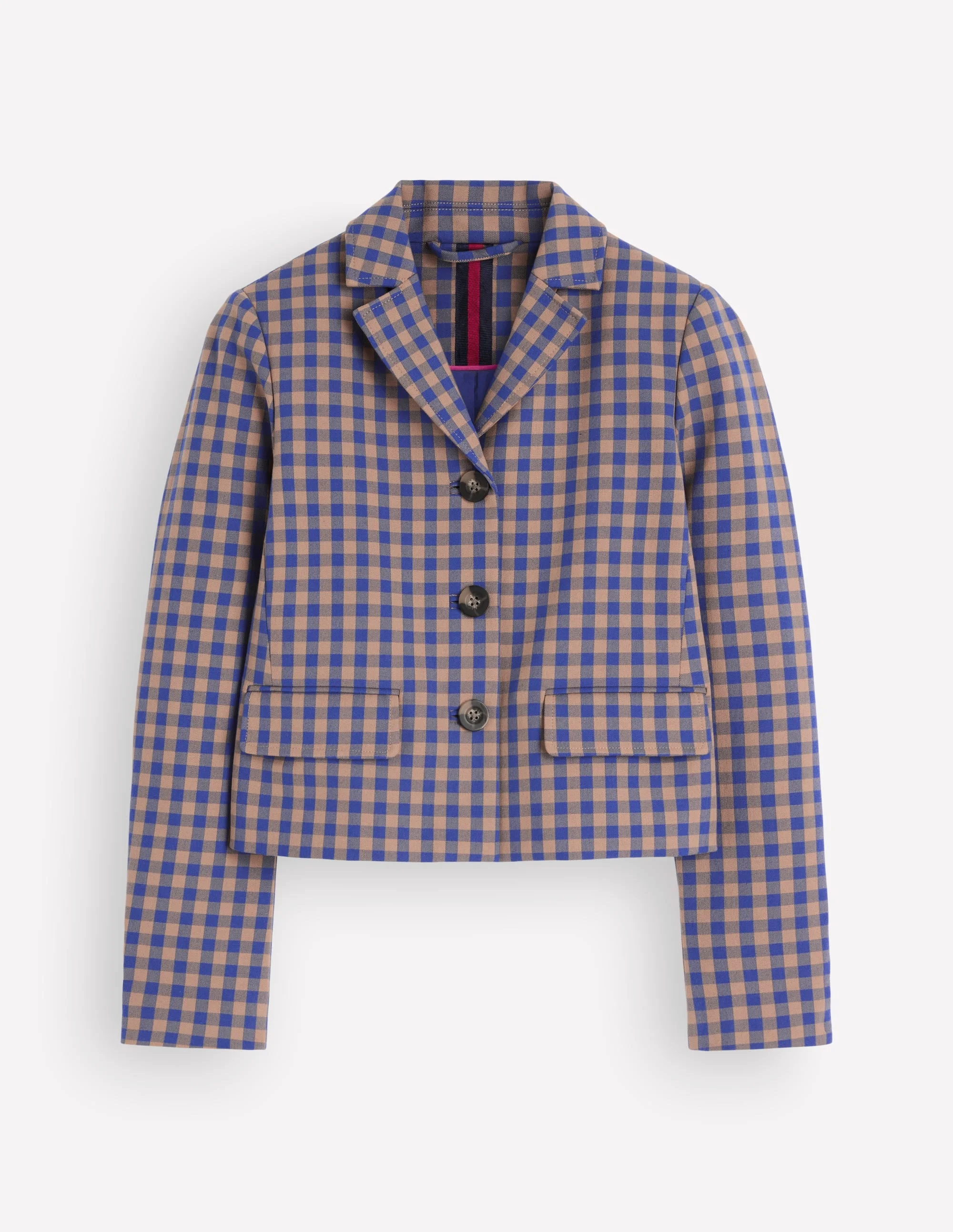 Dartmouth Cotton Blazer-Camel, Blue Gingham - 1