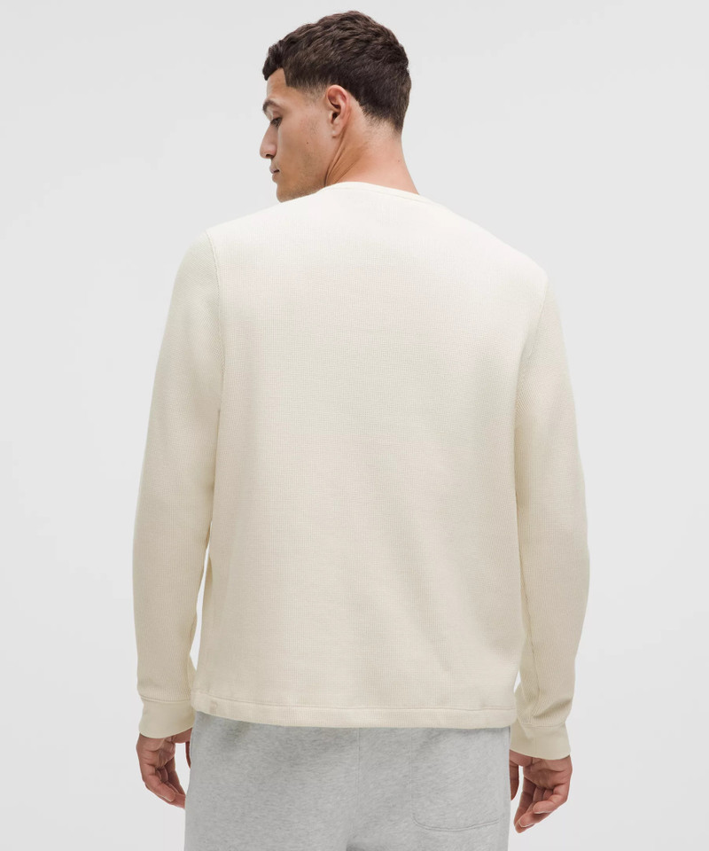 Cotton-Blend Waffle Knit Long-Sleeve Henley 3