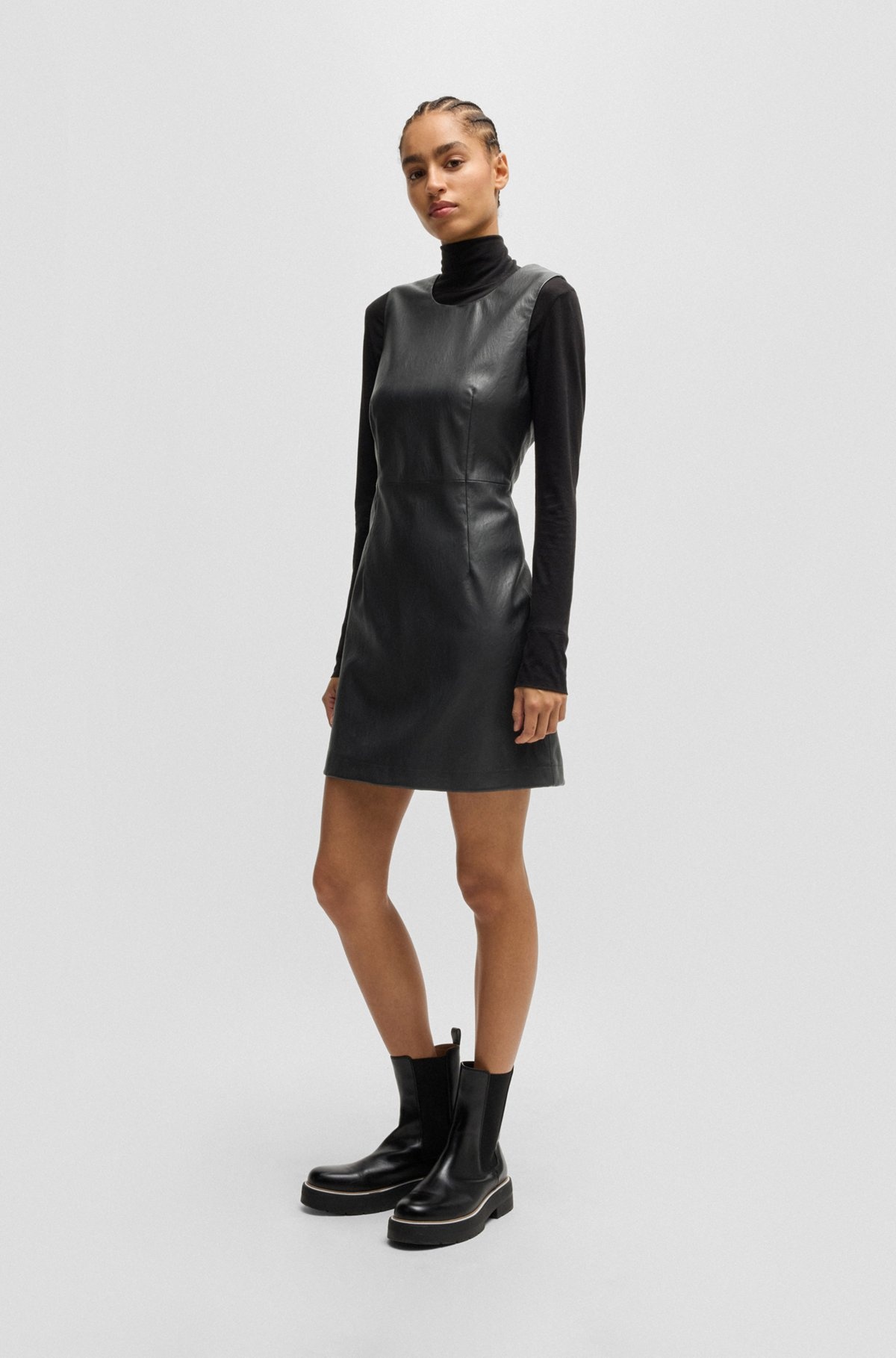 SHIFT DRESS IN SOFT FAUX LEATHER - 3