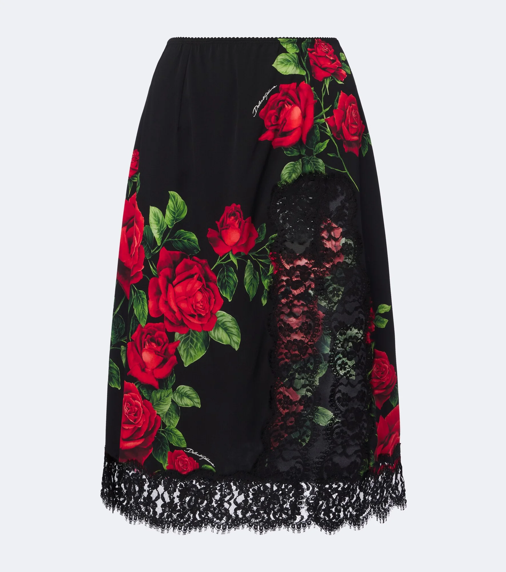 Floral silk and cotton-blend midi skirt - 1