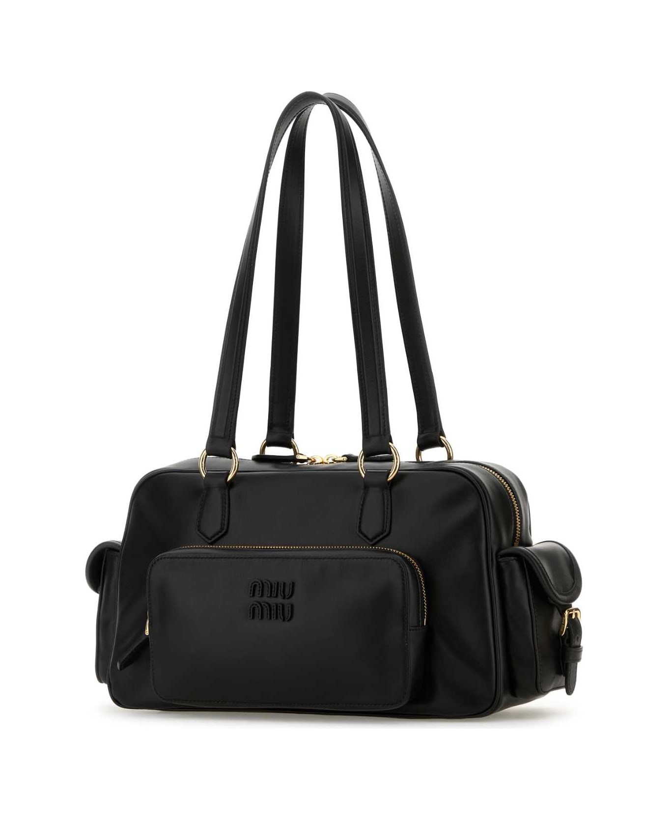 Black Leather Shoulder Bag - 2