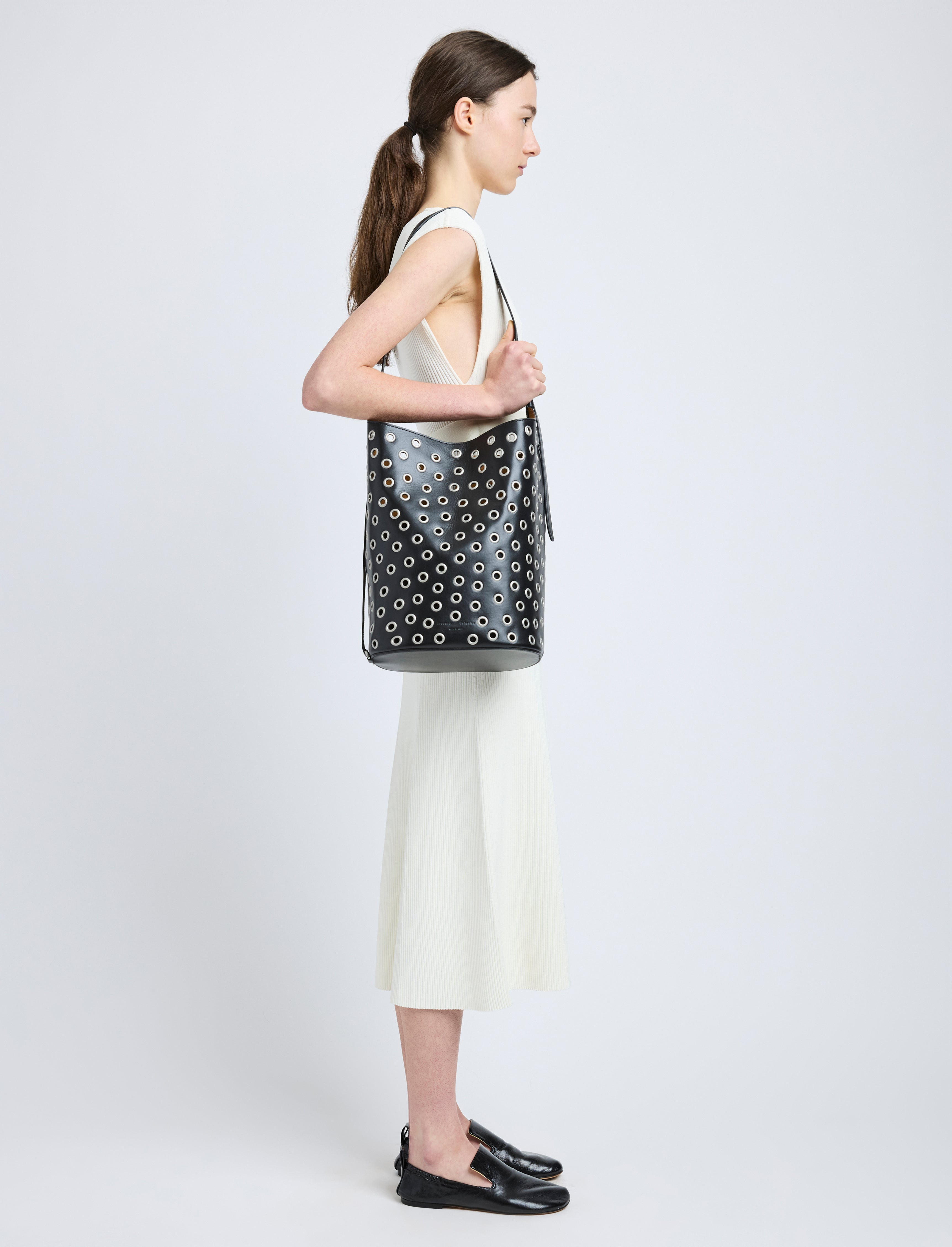 Brant Bucket Bag in Eyelet Covered Smooth Calf - 2