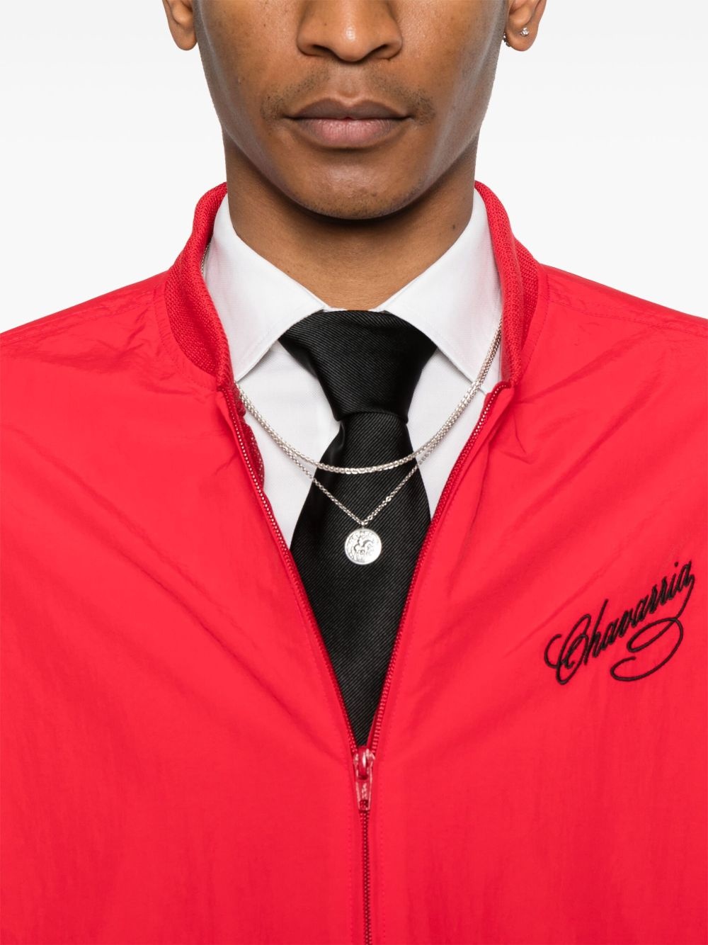 logo-embroidered bomber jacket - 5