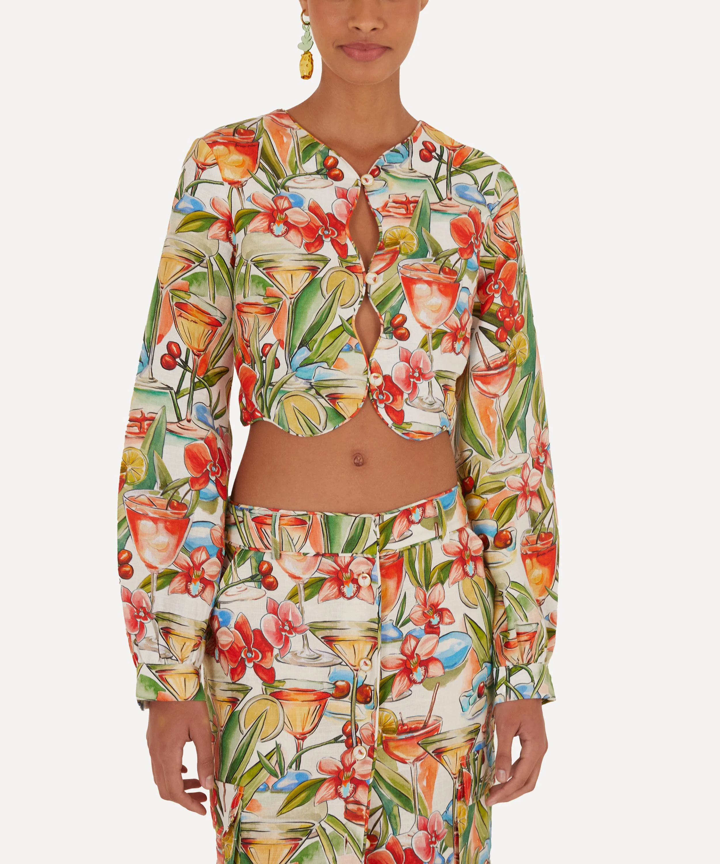 Cocktail Off-White Wavy Long-Sleeve Top - 1