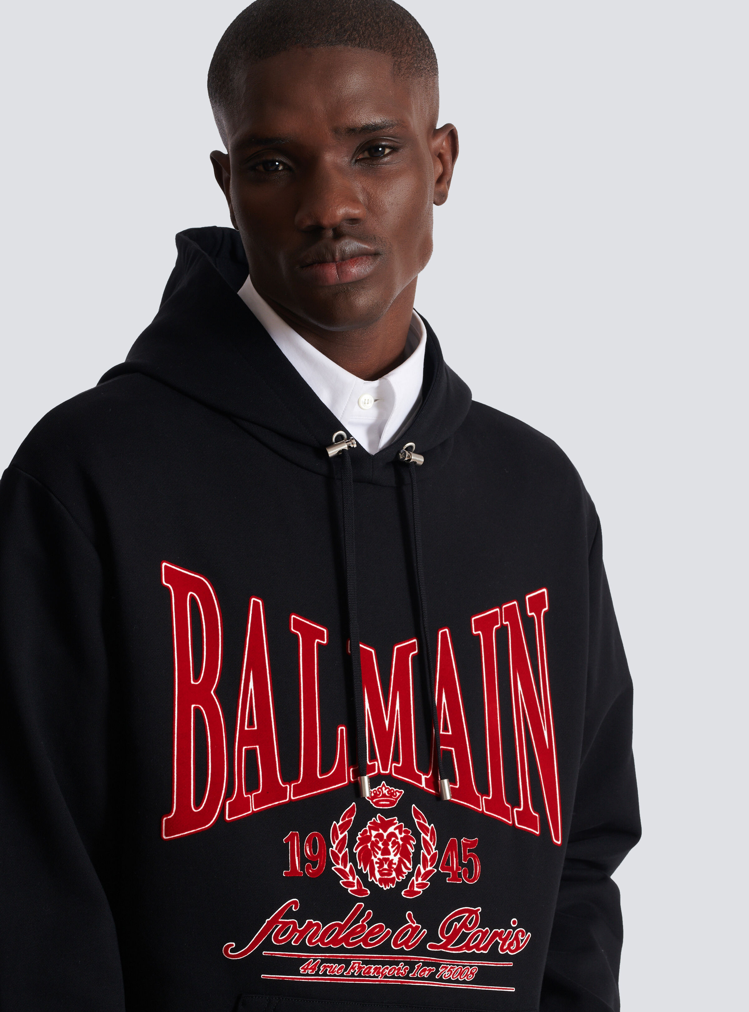 Flocked Balmain College hoodie - 7