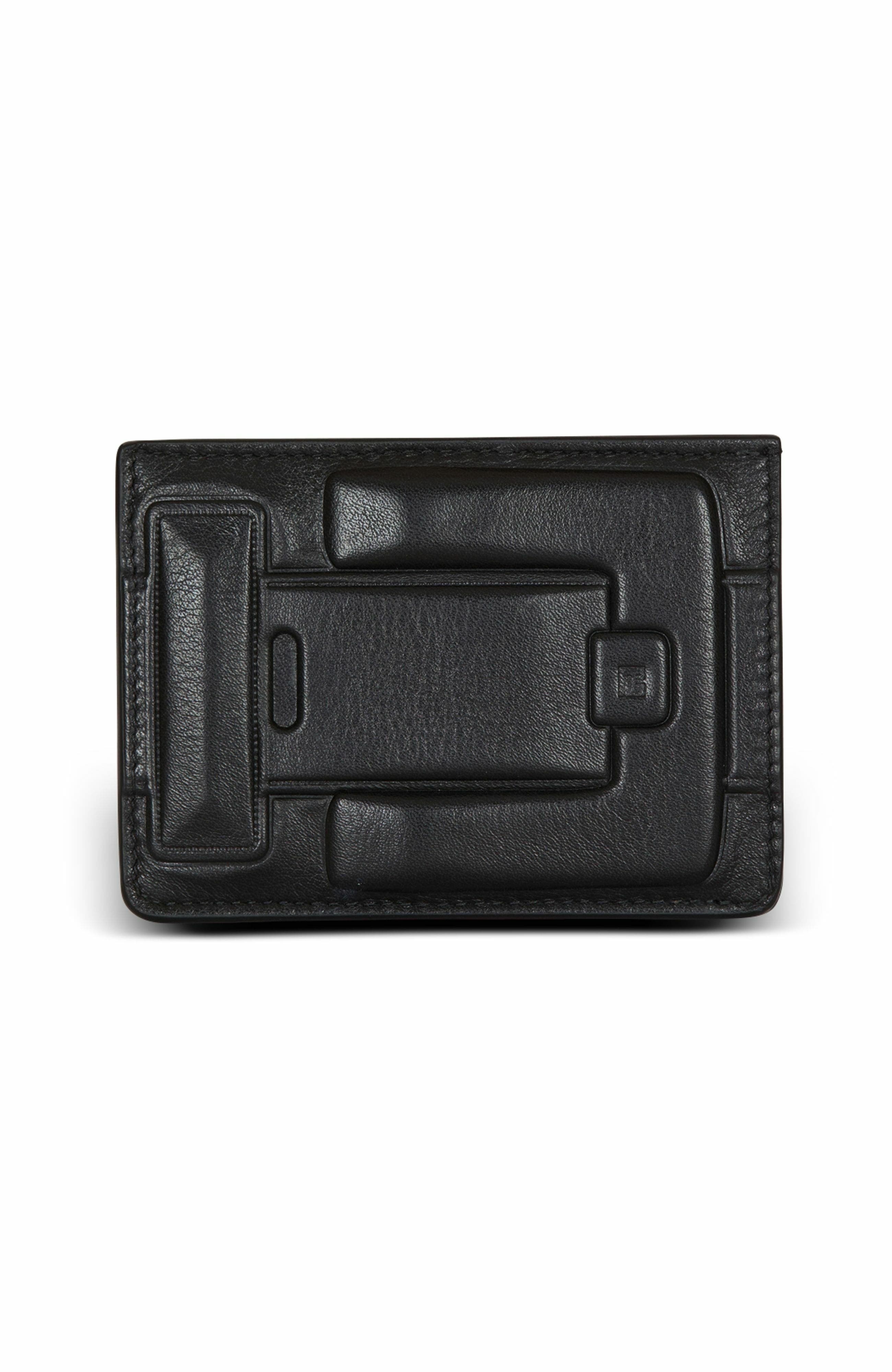 Balmain Anthem calfskin leather card holder in Black at Nordstrom - 2