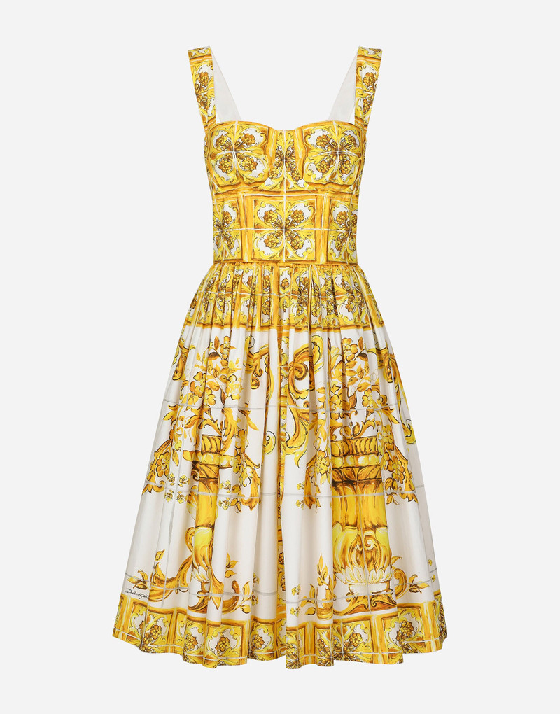 Midi corset dress in cotton poplin with majolica print 1