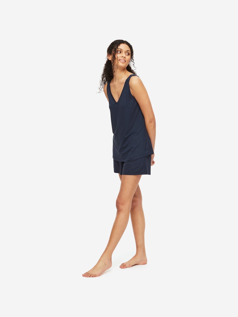 Women's Short Vest Pyjamas Lara Micro Modal Stretch Navy - 5