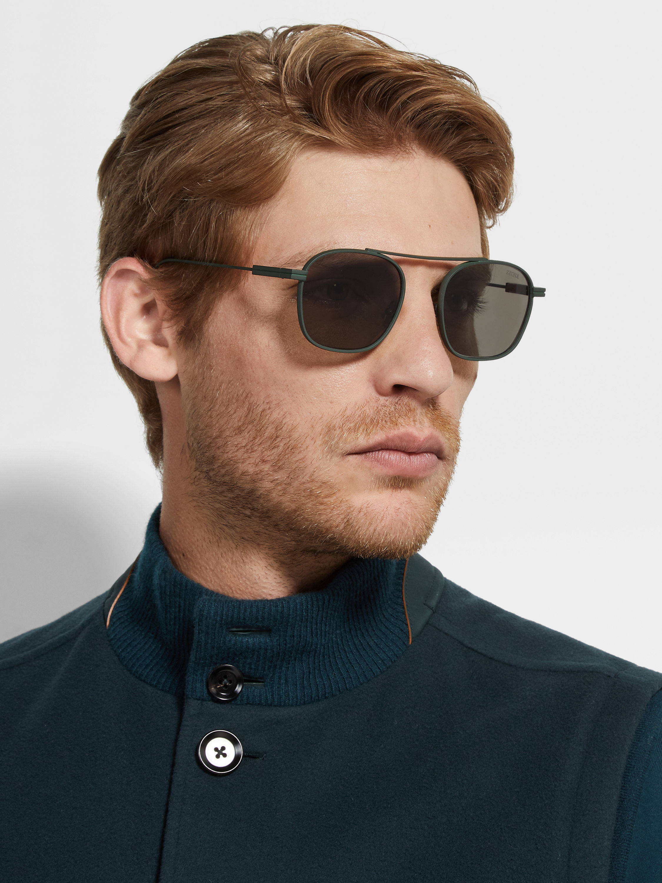 DARK GREEN ORIZZONTE I METAL SUNGLASSES - 4