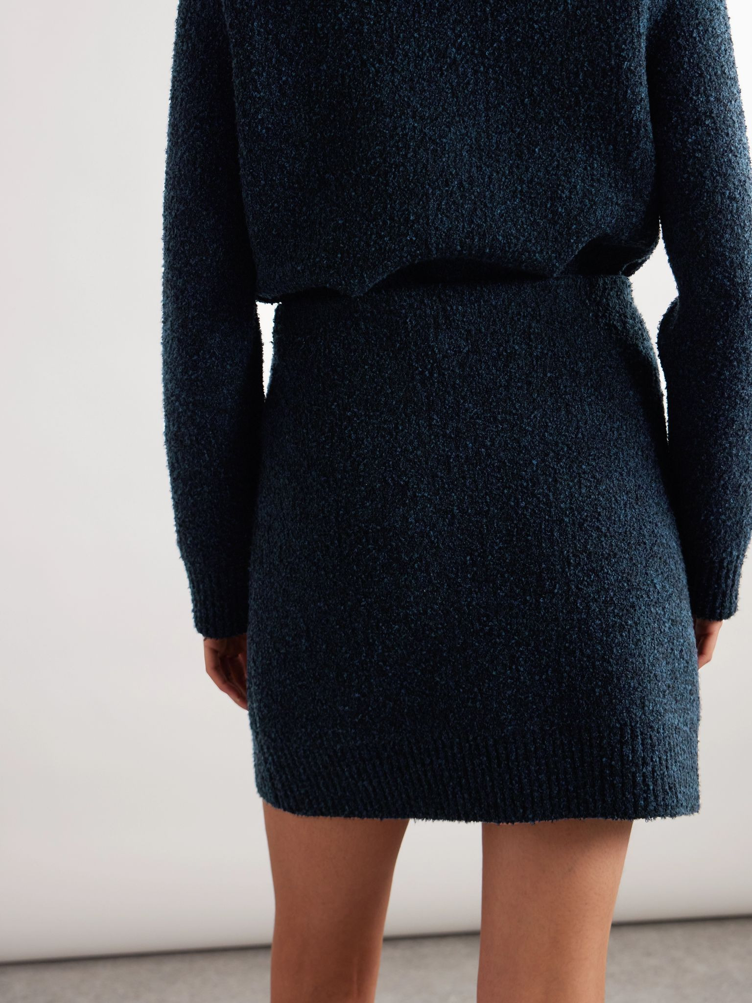 Wool-blend bouclé mini skirt Navy - 4