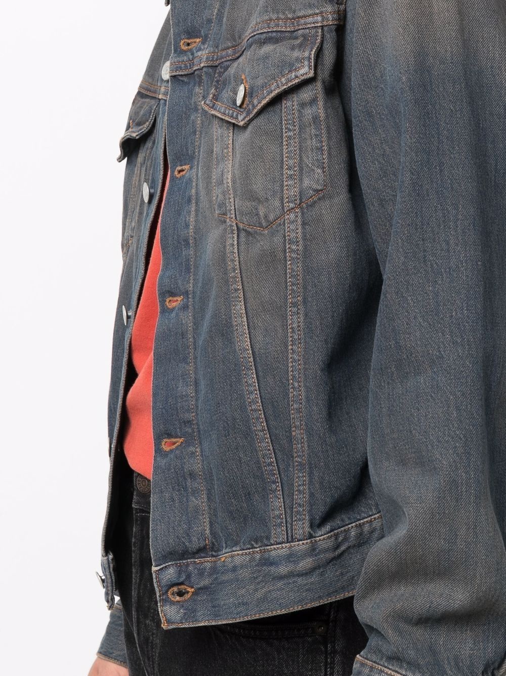 faded-effect denim jacket - 5