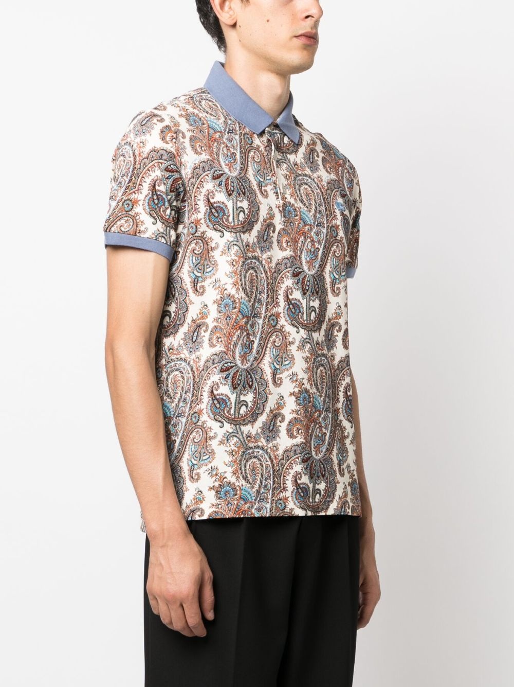 paisley-print cotton polo shirt - 3