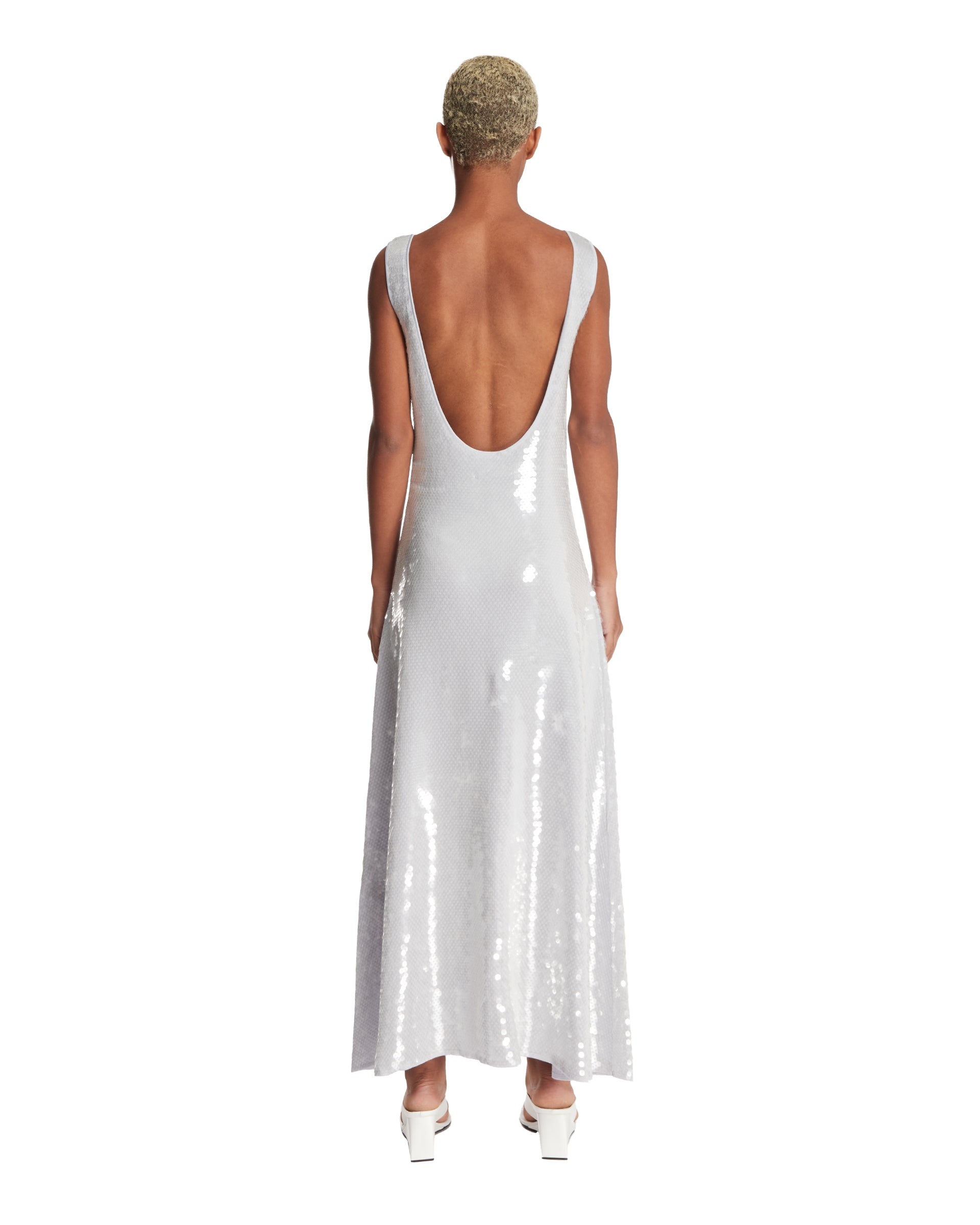 Light Gray Viscose Sequin Dress - 3