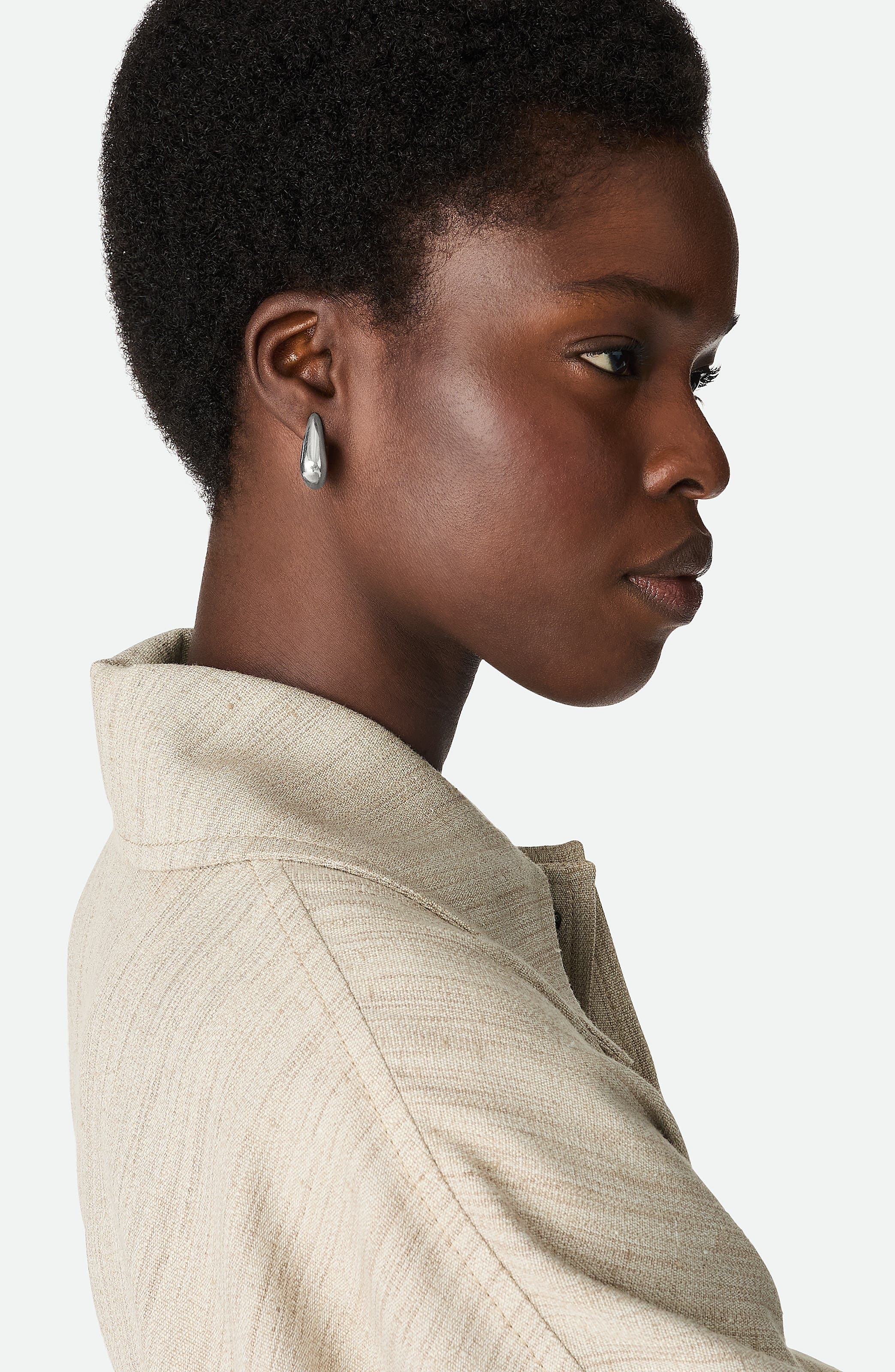 Bottega Veneta Mini Fin Earrings in 8117 Silver at Nordstrom - 2