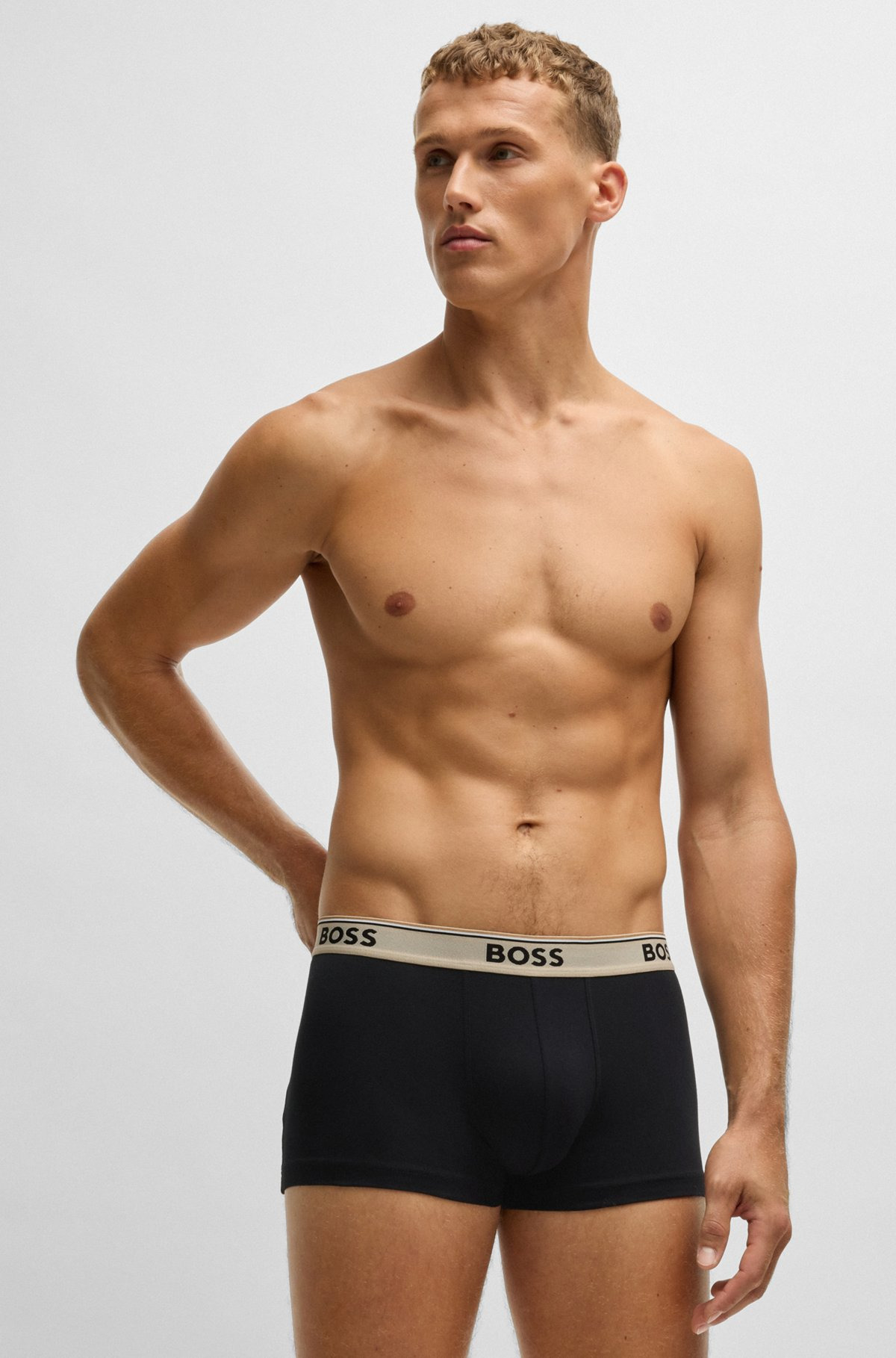 THREE-PACK OF STRETCH-COTTON TRUNKS WITH LOGO WAISTBANDS - 6