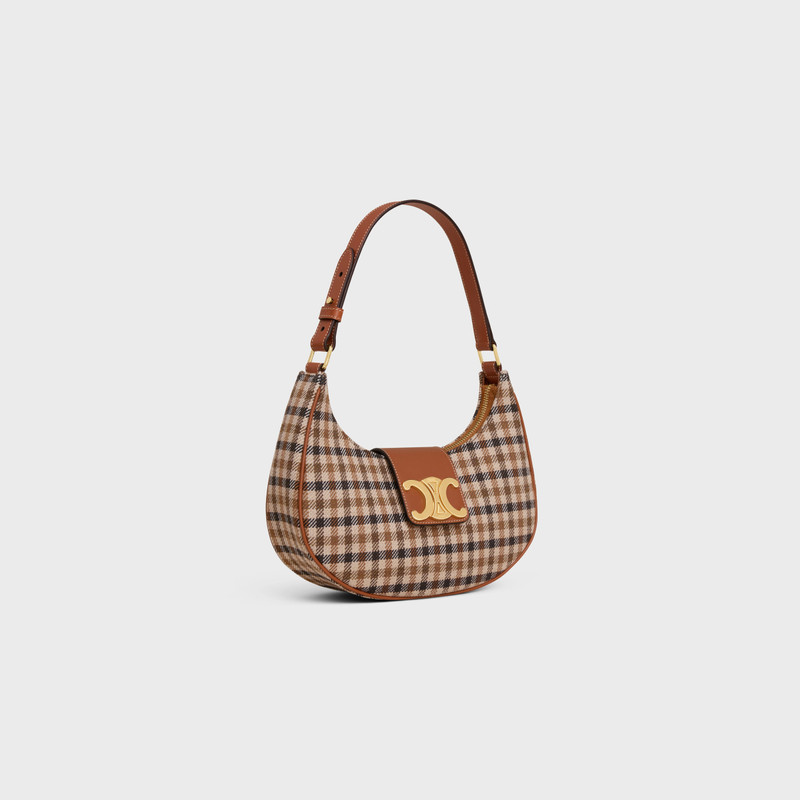 CELINE MEDIUM AVA TRIOMPHE BAG in Tartan Textile and calfskin outlook