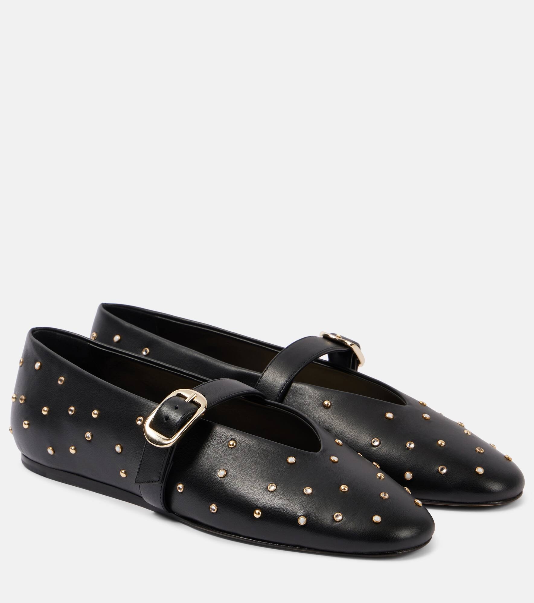 Stella embellished leather ballet flats - 1