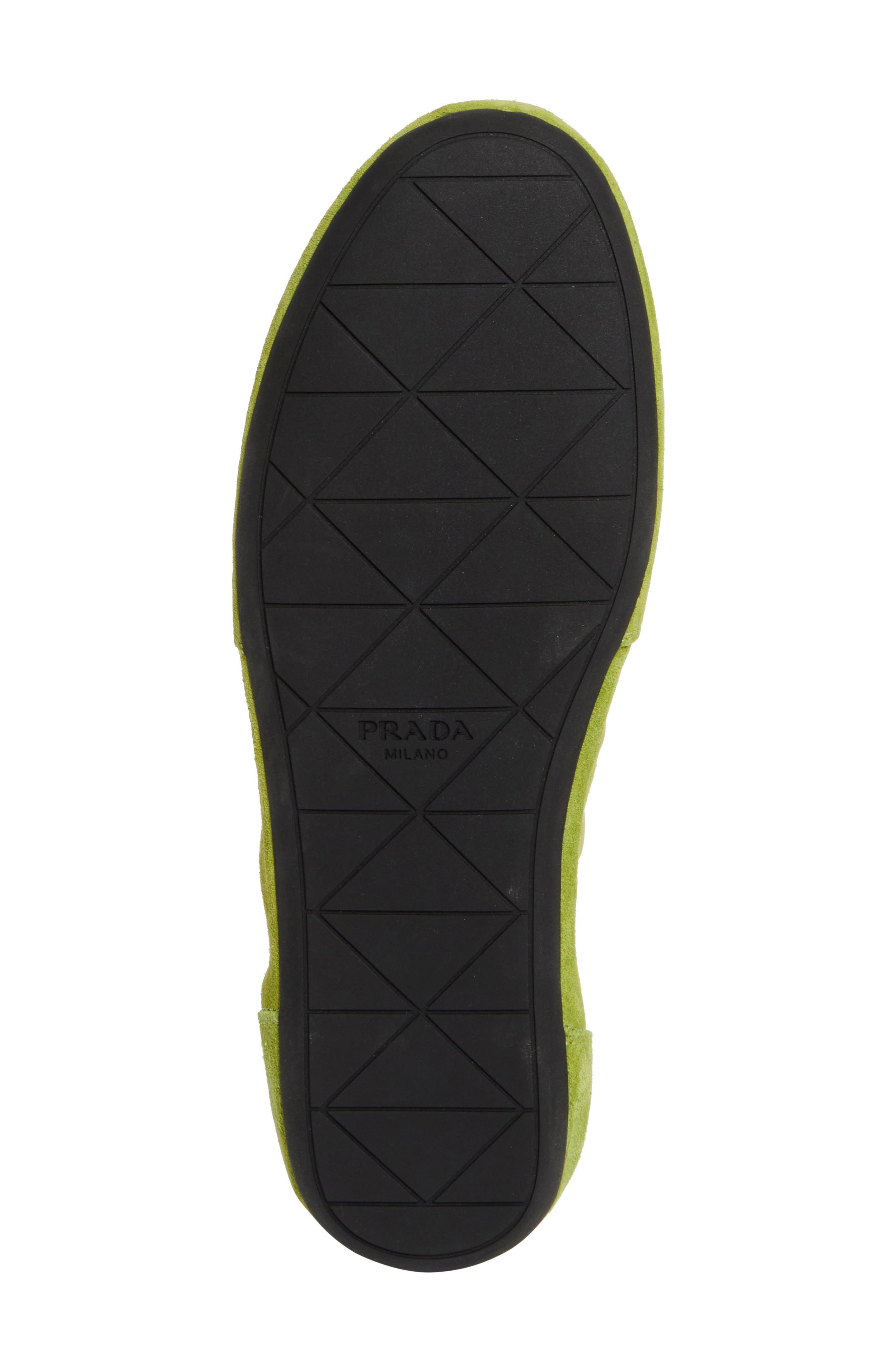 Prada Collapse Mixed Media Low Top Sneaker in Lime at Nordstrom - 6