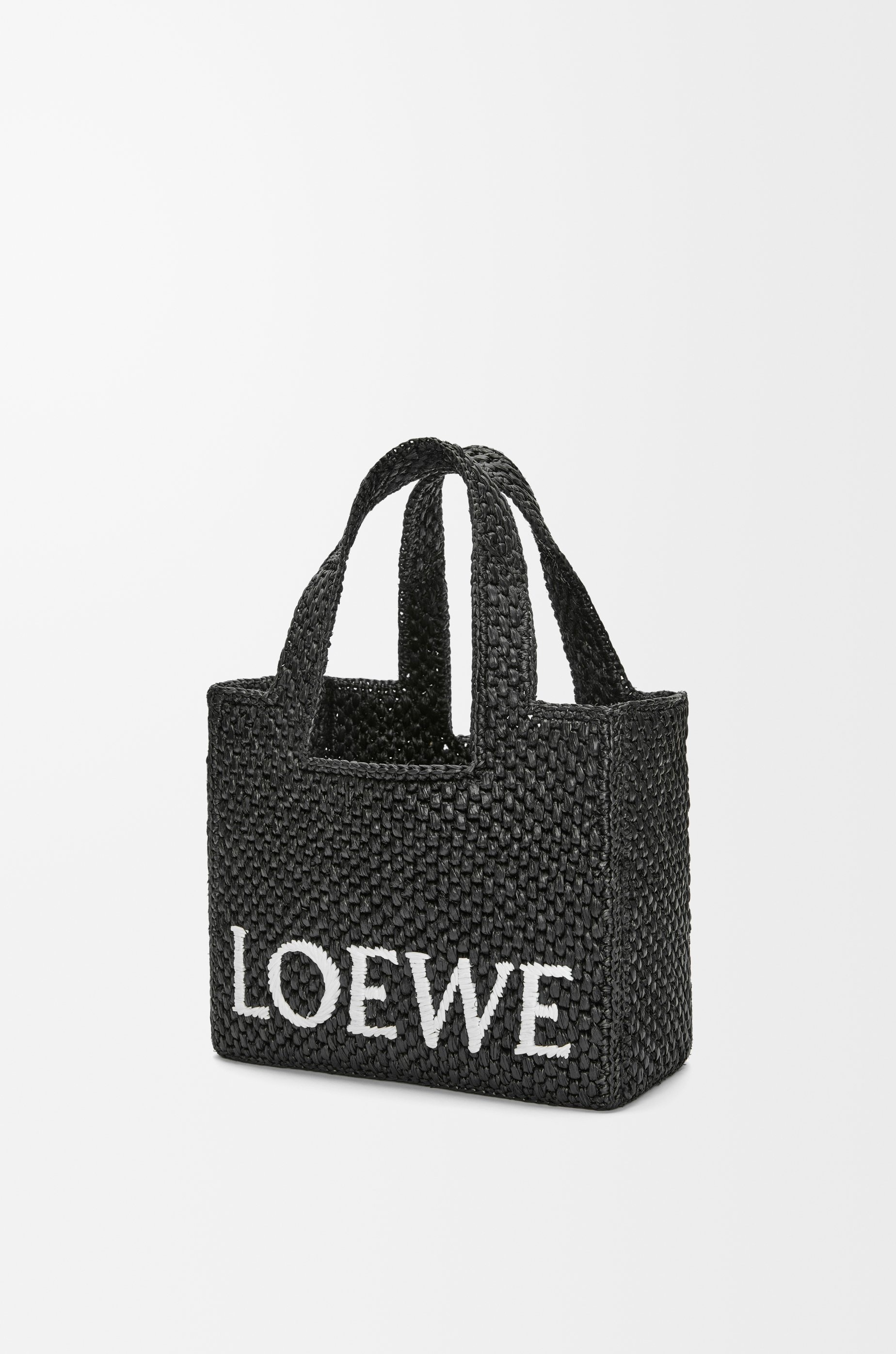 Small LOEWE Font Tote in raffia - 4