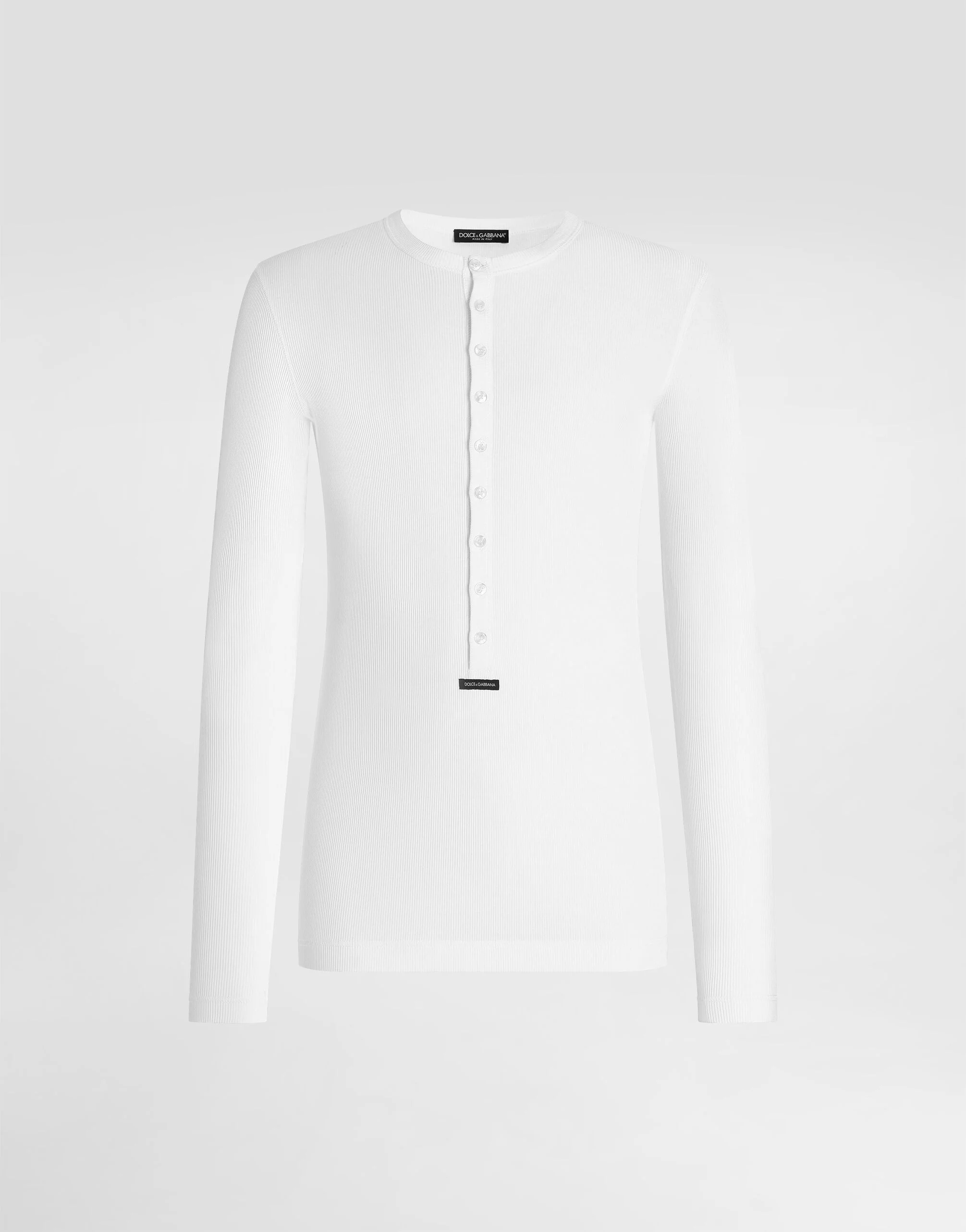 Cotton serafino t-shirt with label - 1