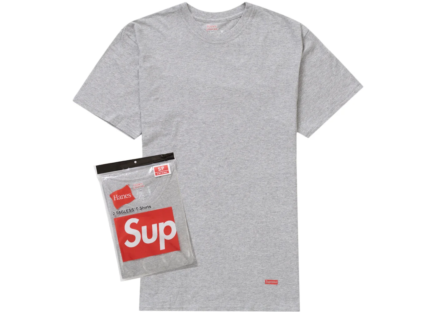 Supreme Hanes Tagless Tees (2 Pack) Heather Grey - 1