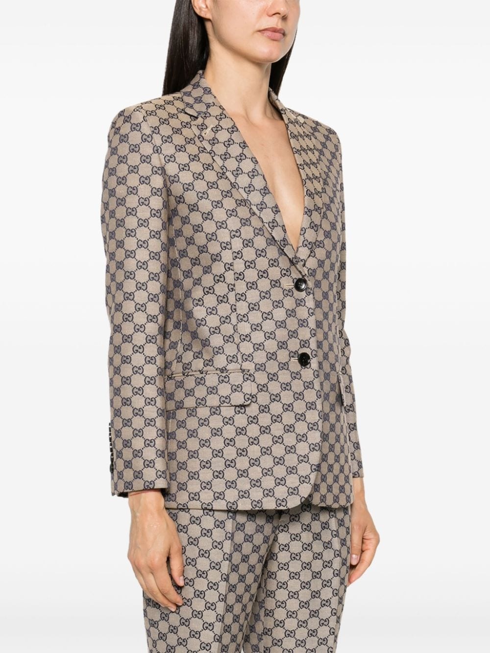 GG-embroidered single-breasted blazer - 3