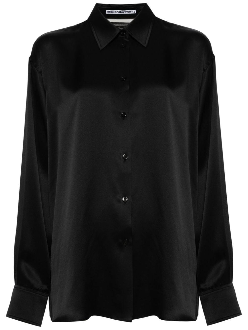 tulle-panel silk shirt - 1