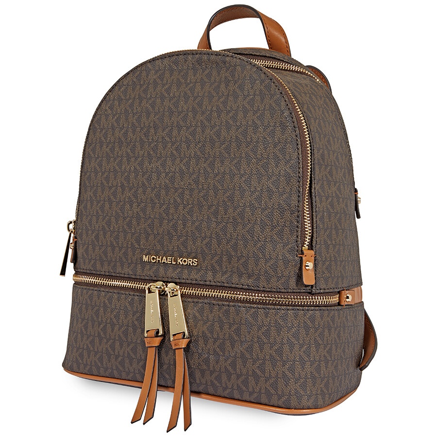 Michael Kors - Michael Kors Rhea Medium Logo Print Backpack - Brown - 1