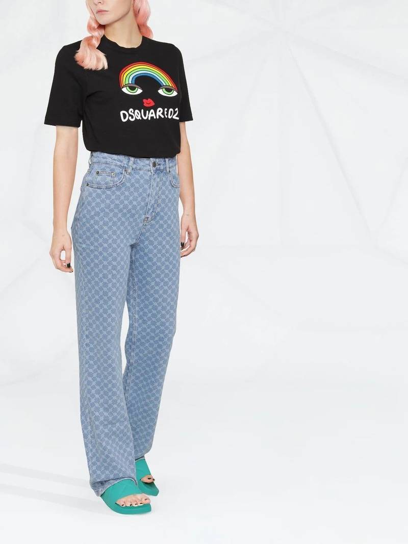 DSQUARED2 rainbow logo cotton T-shirt outlook