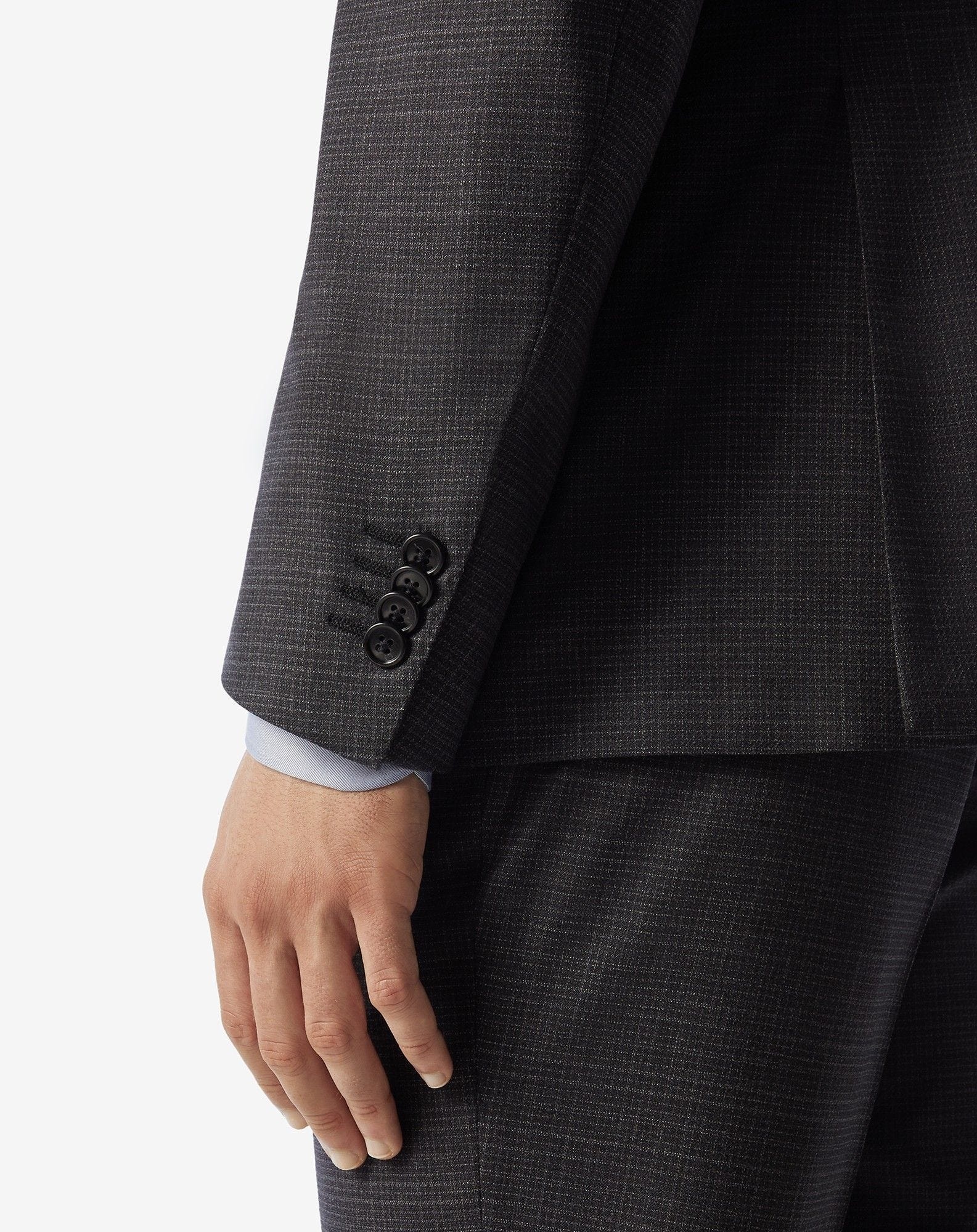 Grey stretch wool suit with micro-pattern - 6