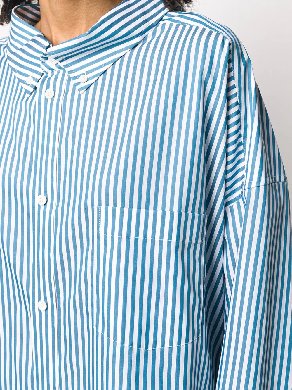 stripe-pattern logo-print oversize shirt - 5