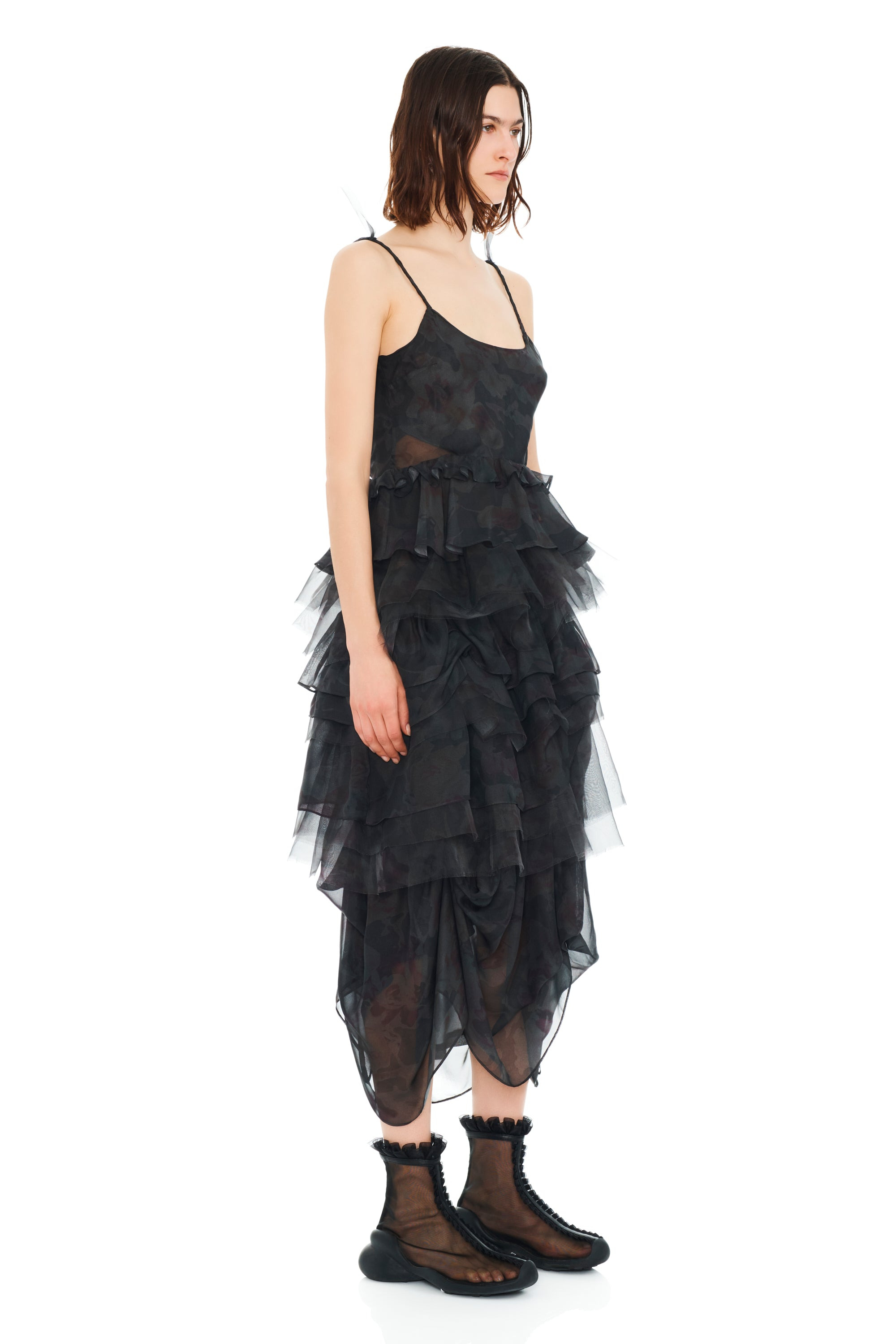 BLACK WATERCOLOR ROSES GERANIUM DRESS - 3