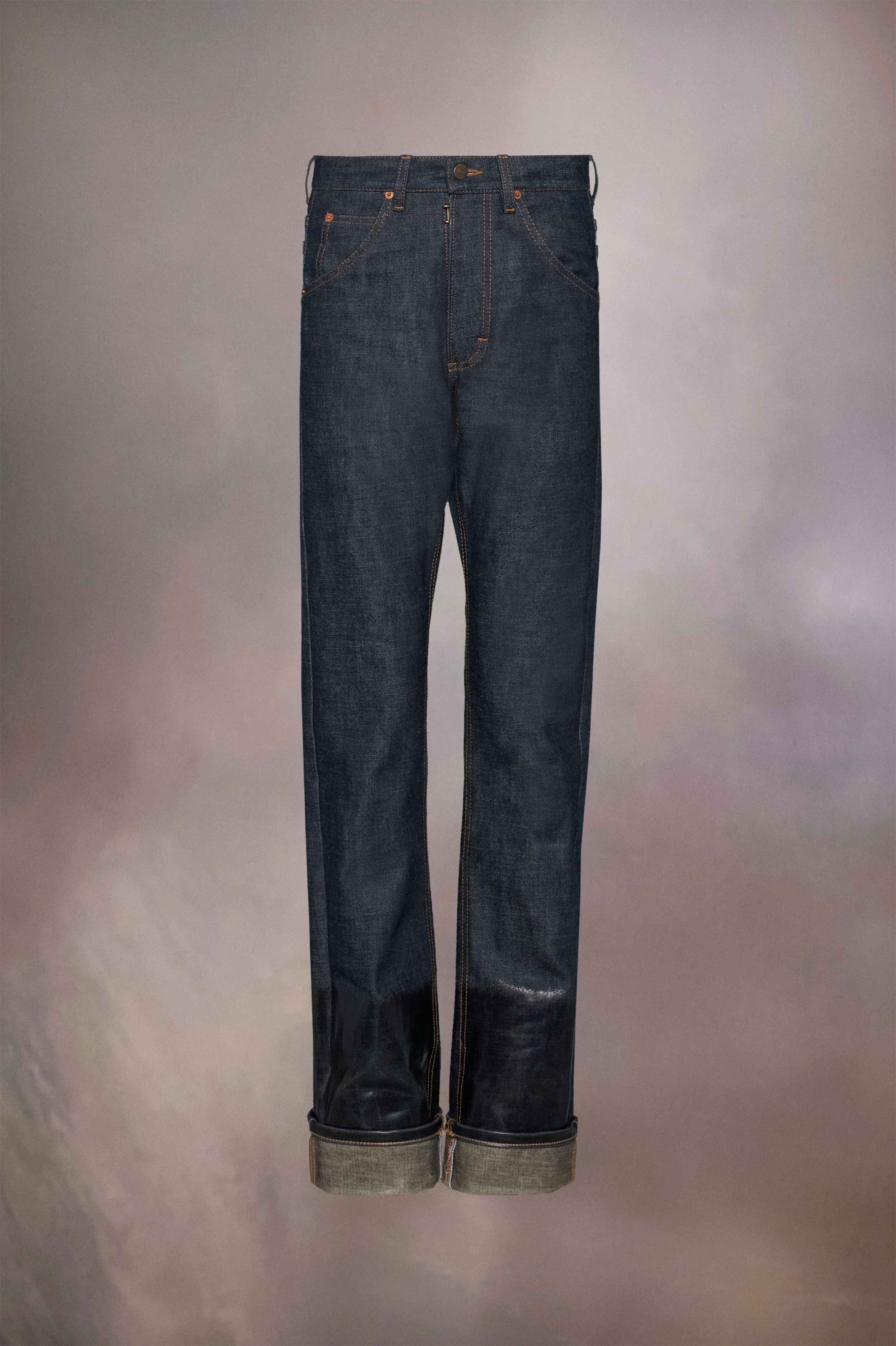 Lacquered turn-up jeans - 2