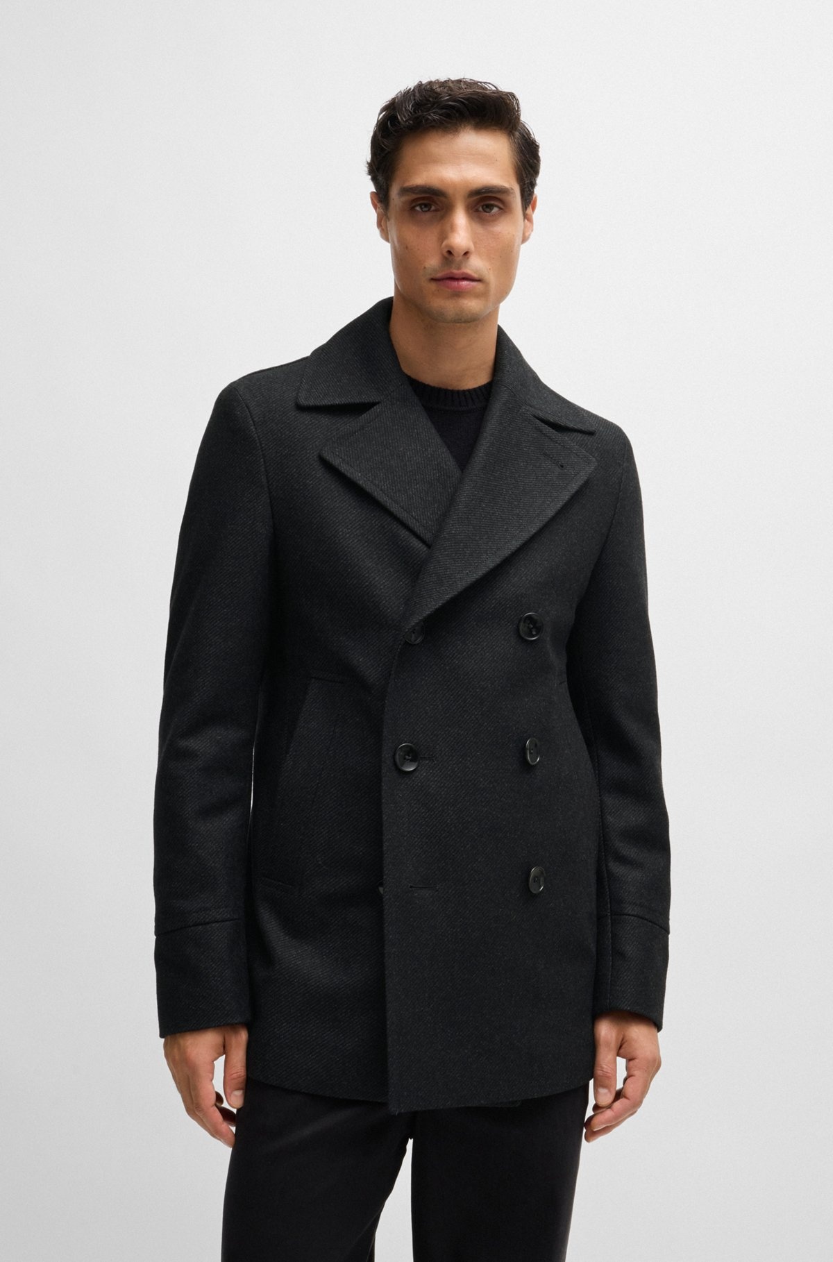 SLIM-FIT DOUBLE-BREASTED COAT IN WOOL - 2