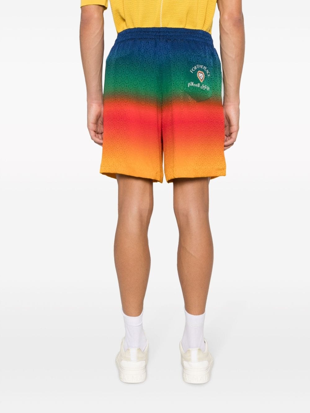 rainbow-ombré silk track shorts - 4