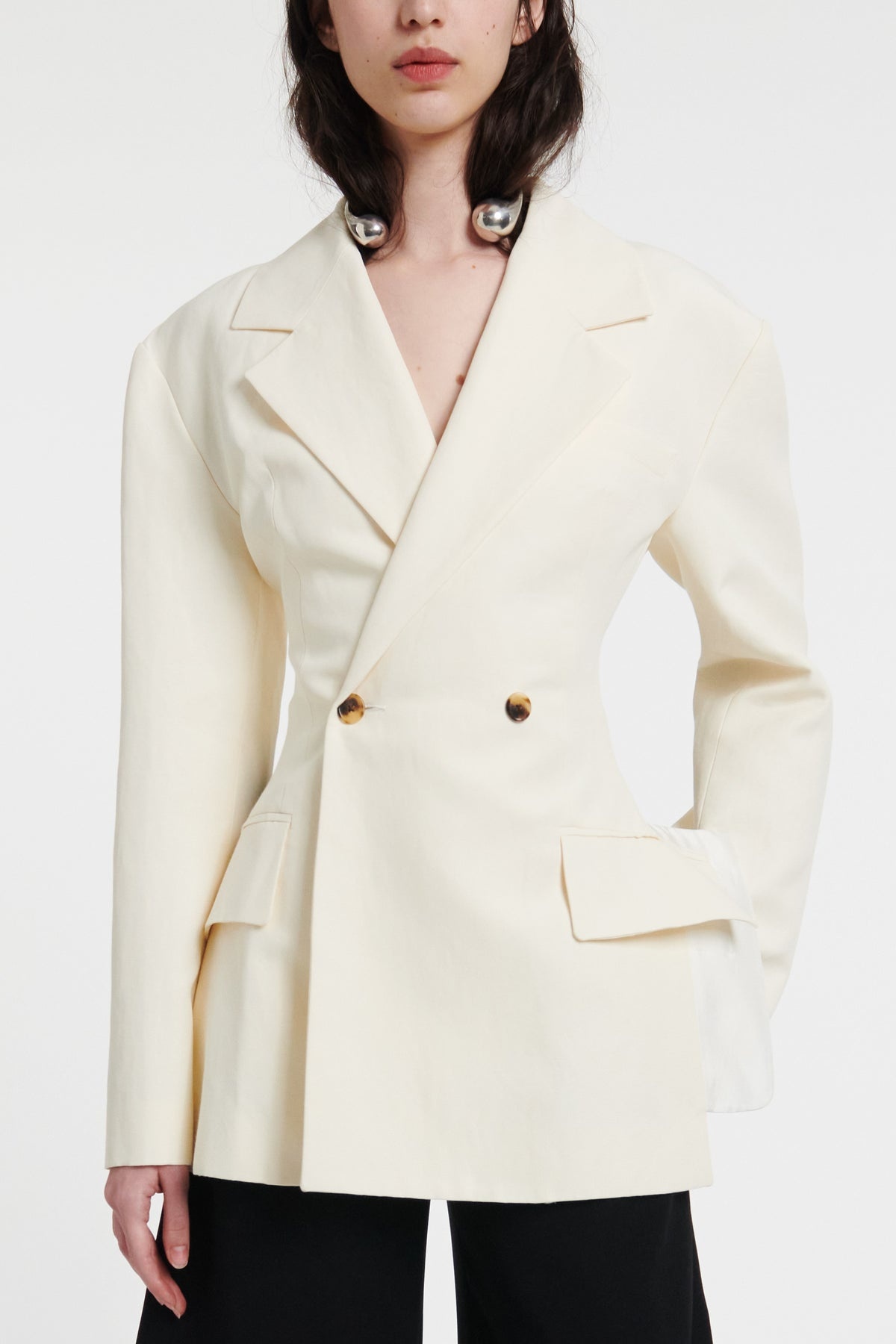 ジャケット・アウター YOKE REVERSIBLE DOUBLE BREASTED COAT H&M Womens Double Breasted Coat Jacket Long Sleeves Dark