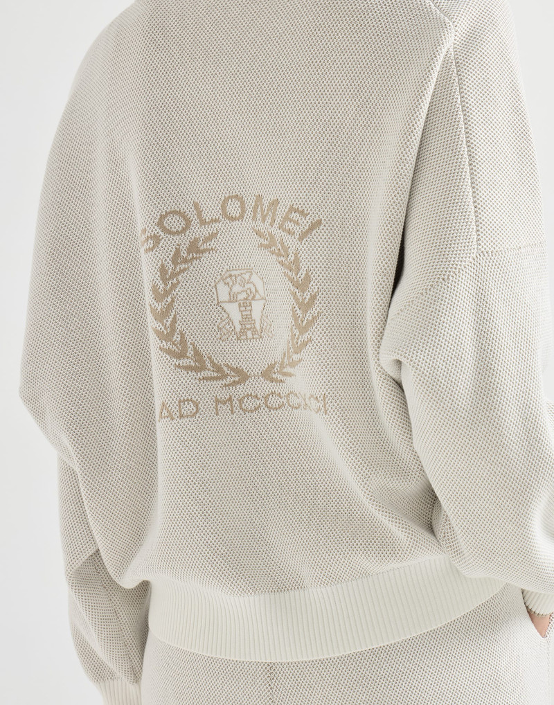 Cotton honeycomb stitch hooded jacquard cardigan 4