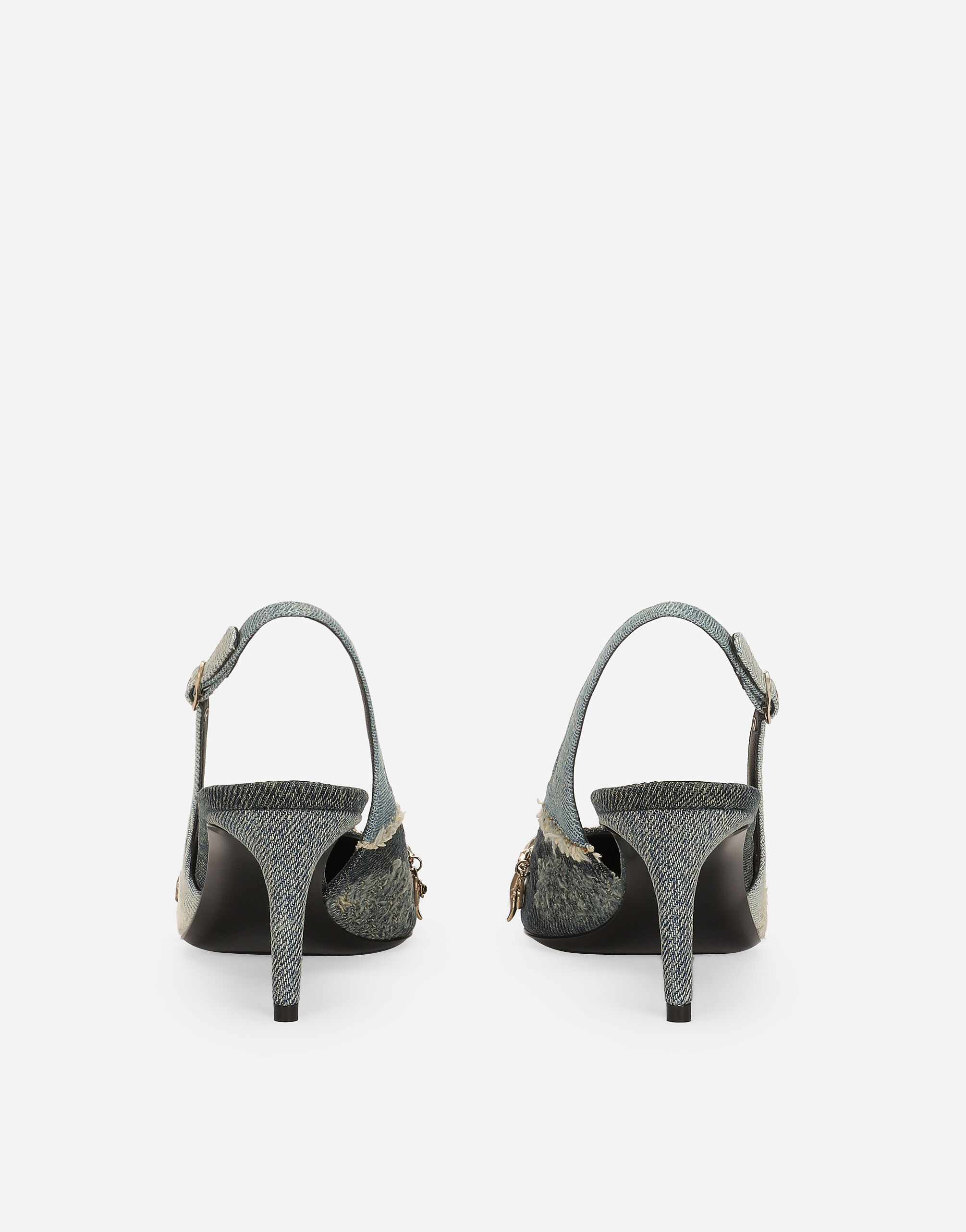 Patchwork denim slingbacks - 3