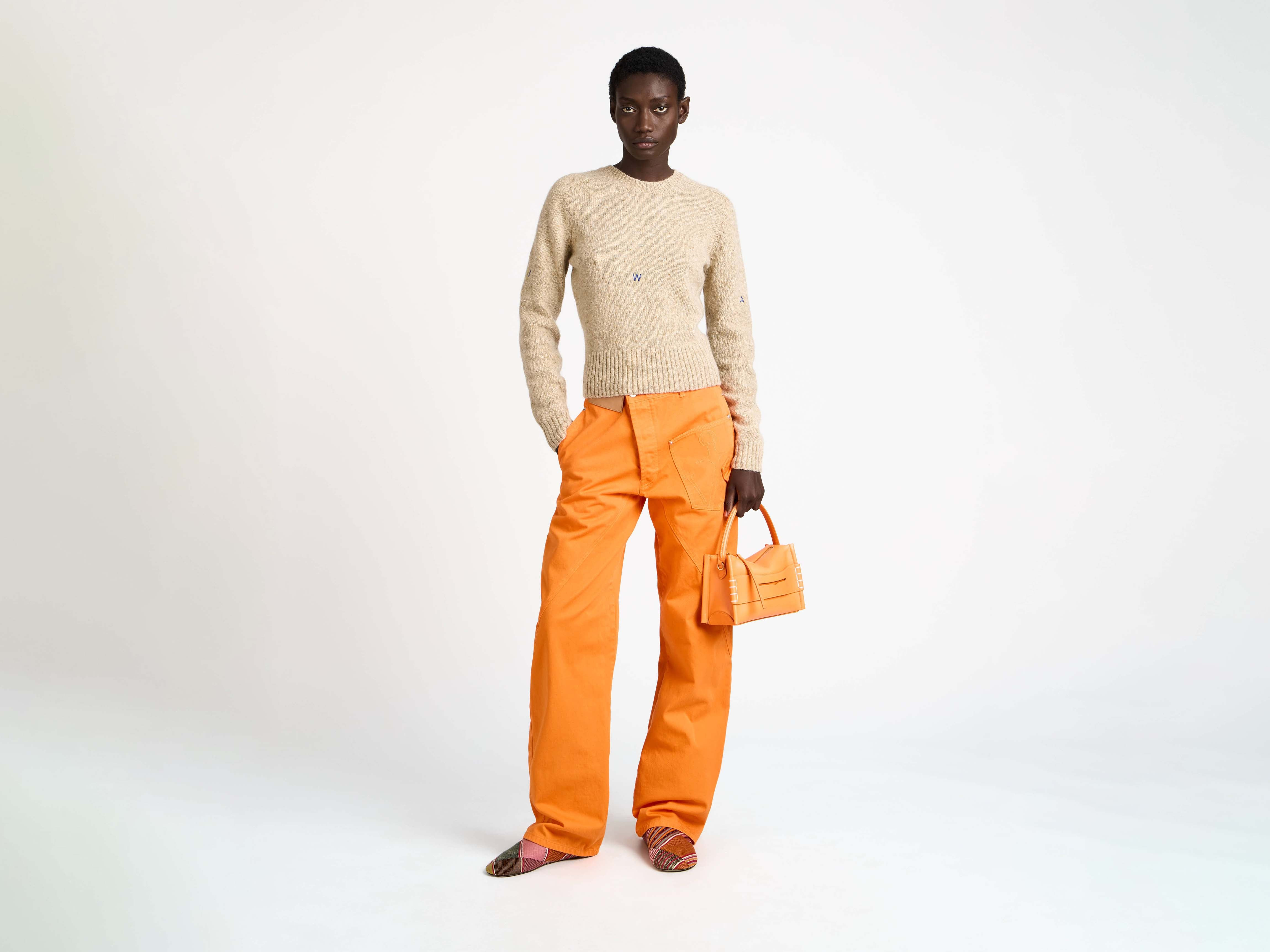 SMALL LOAFER BAG IN BRIGHT ORANGE LEATHER - 4