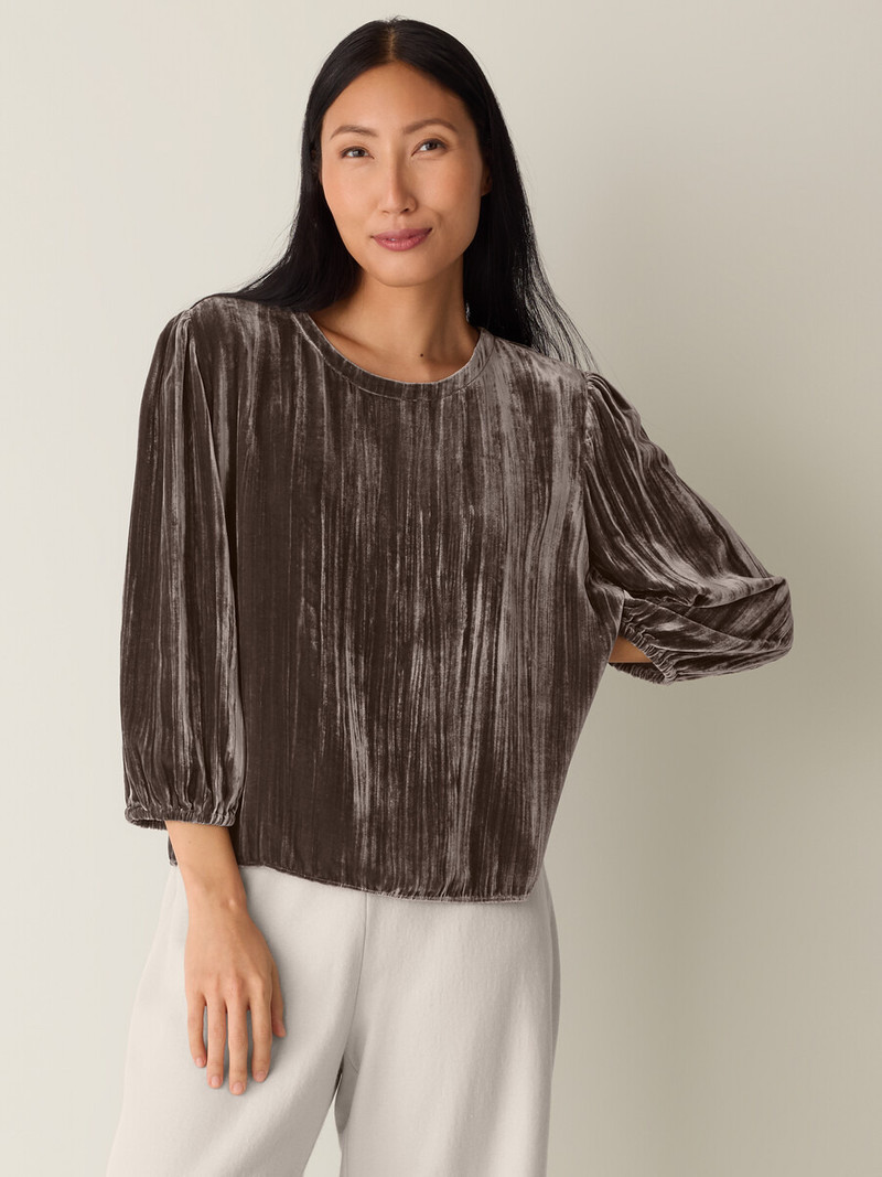 Crushed Velvet Round Neck Top 3