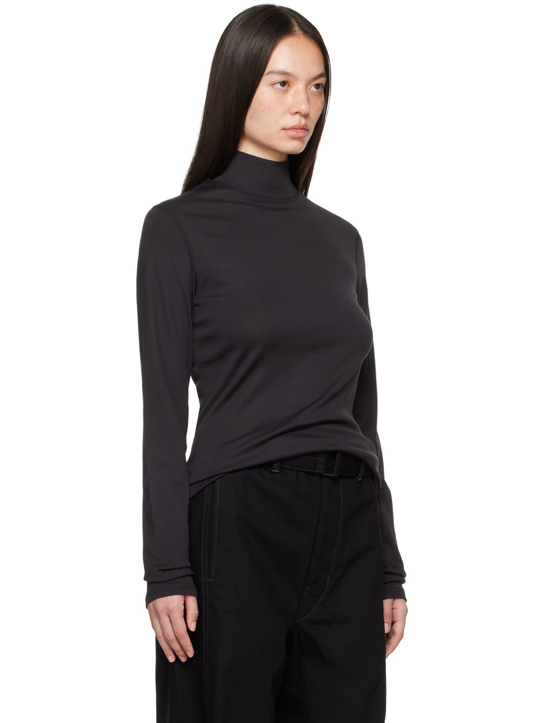 Black Rib Turtleneck - 2