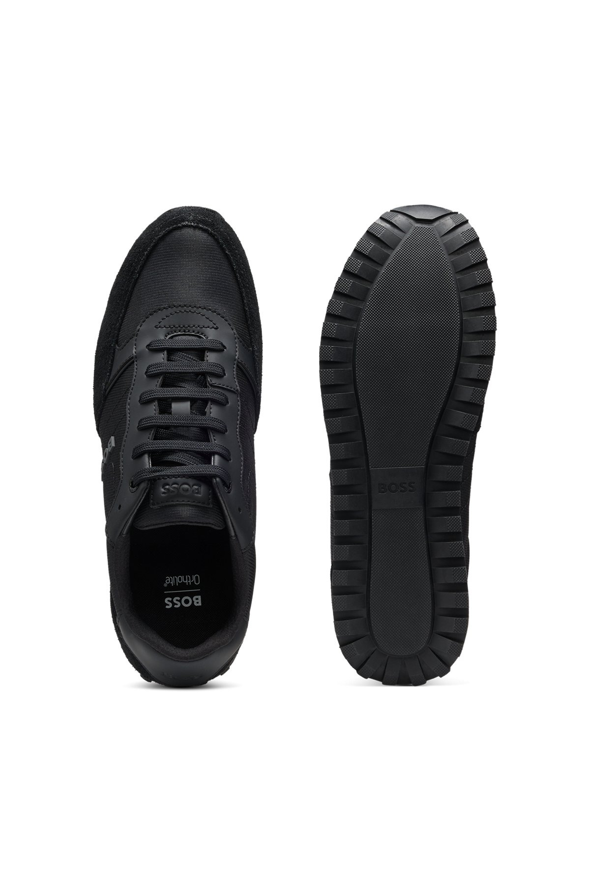 MIXED-MATERIAL TRAINERS WITH FAUX-LEATHER TRIMS - 4
