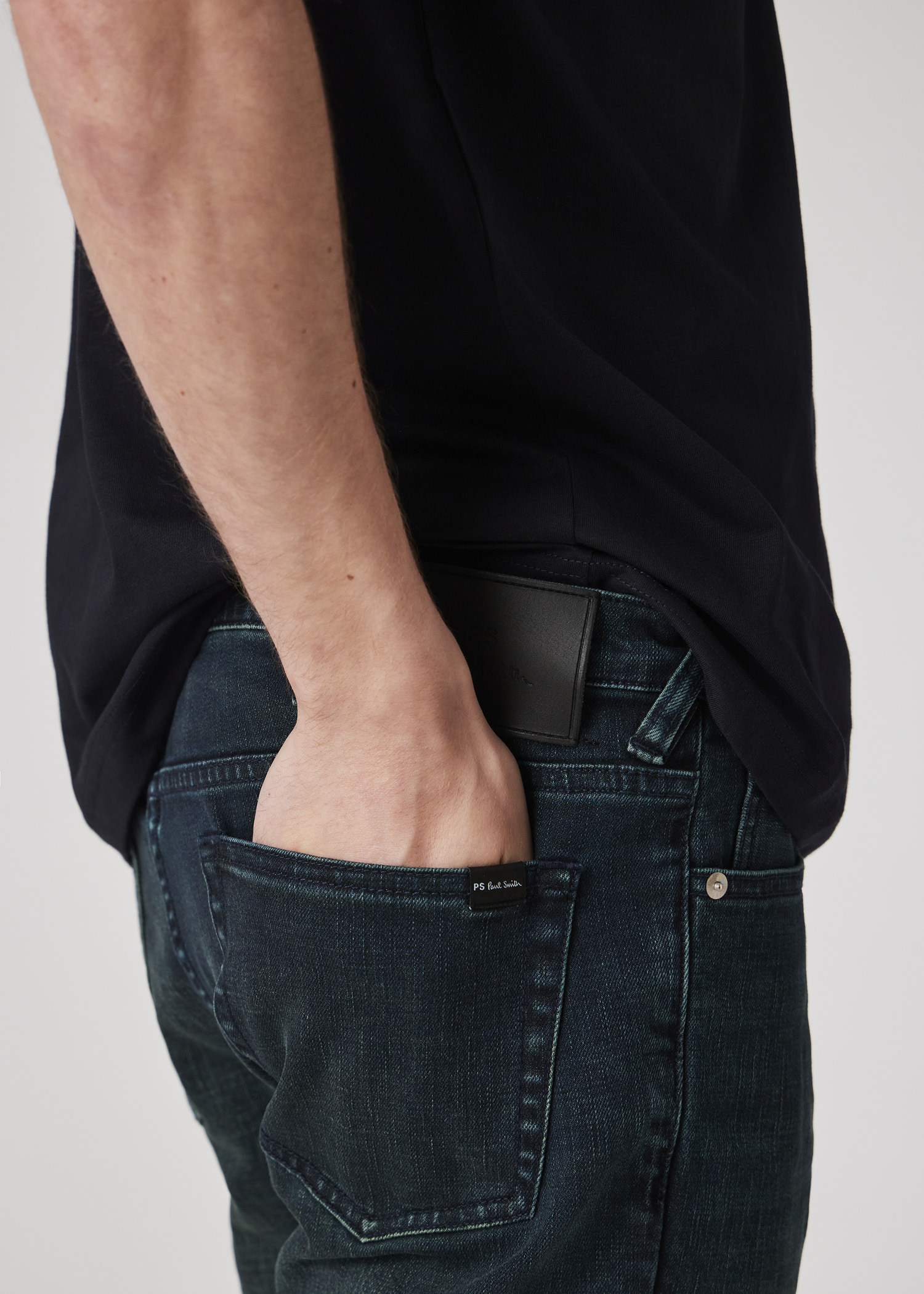 Slim-Standard Navy-Wash 'Crosshatch Stretch' Jeans - 5