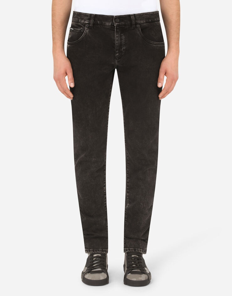 Washed black skinny stretch jeans with DG logo - 1