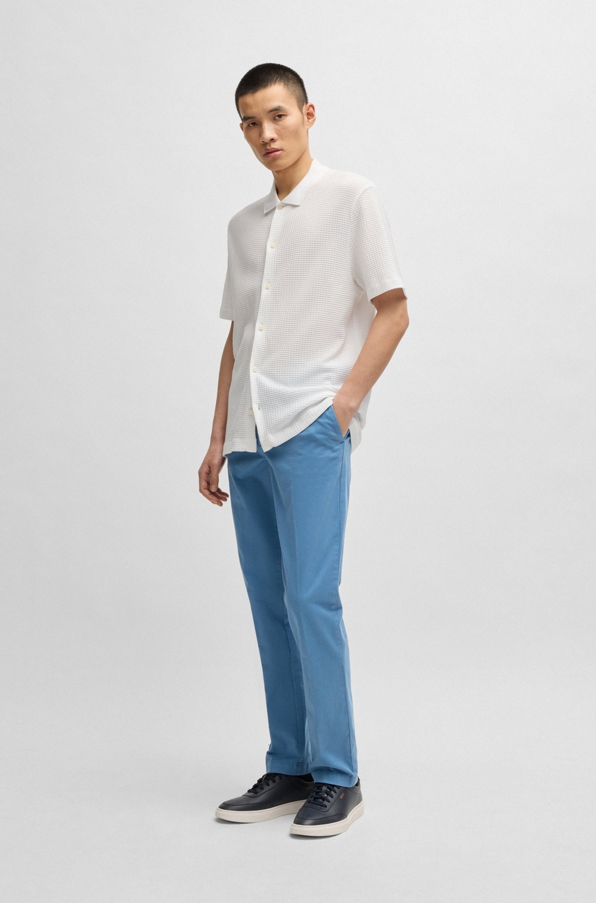 REGULAR-FIT SHIRT IN WAFFLE COTTON - 4